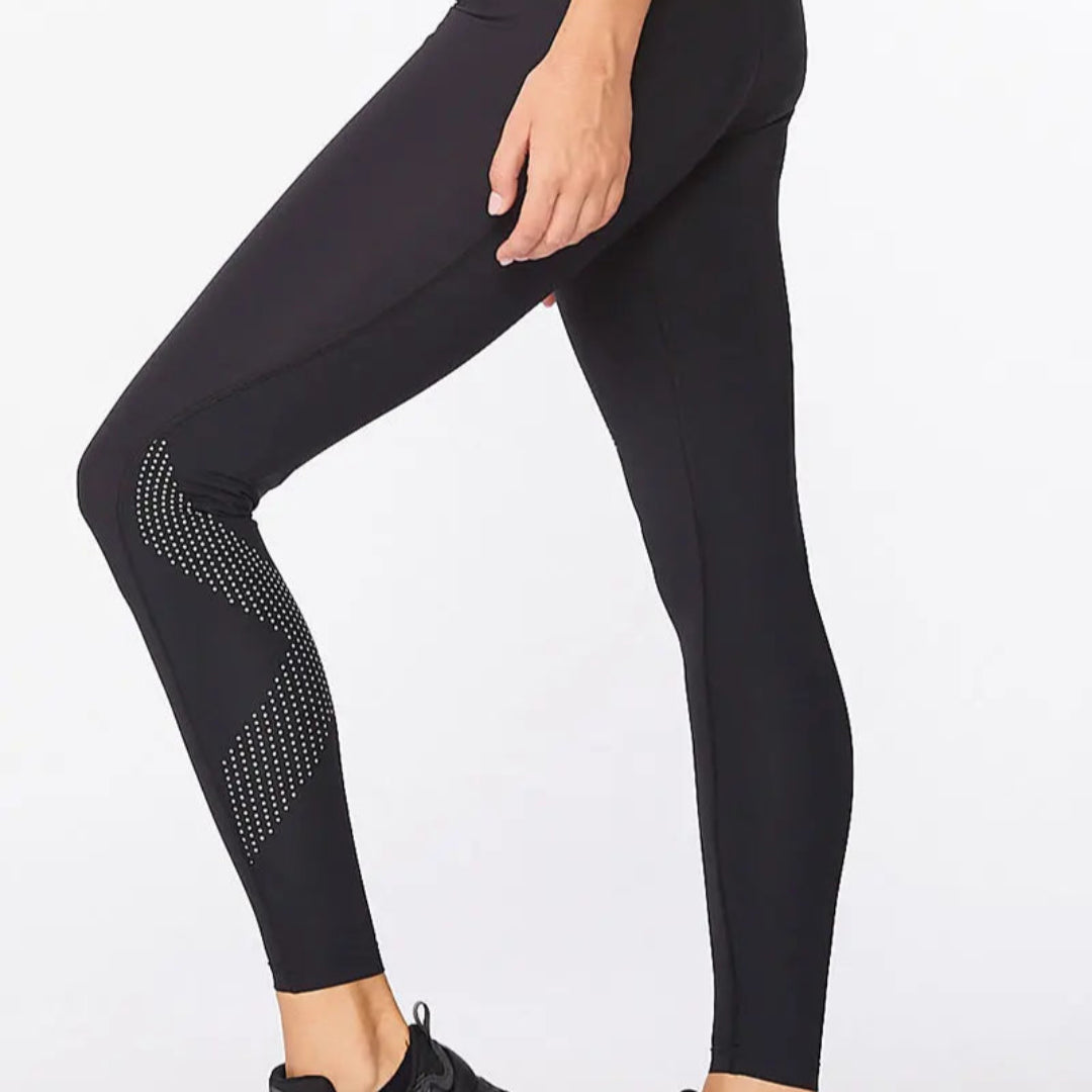 2XU Women's Motion Mid-Rise Compression Tights - High-Performance Workout Leggings for Running, Yoga & Gym Training