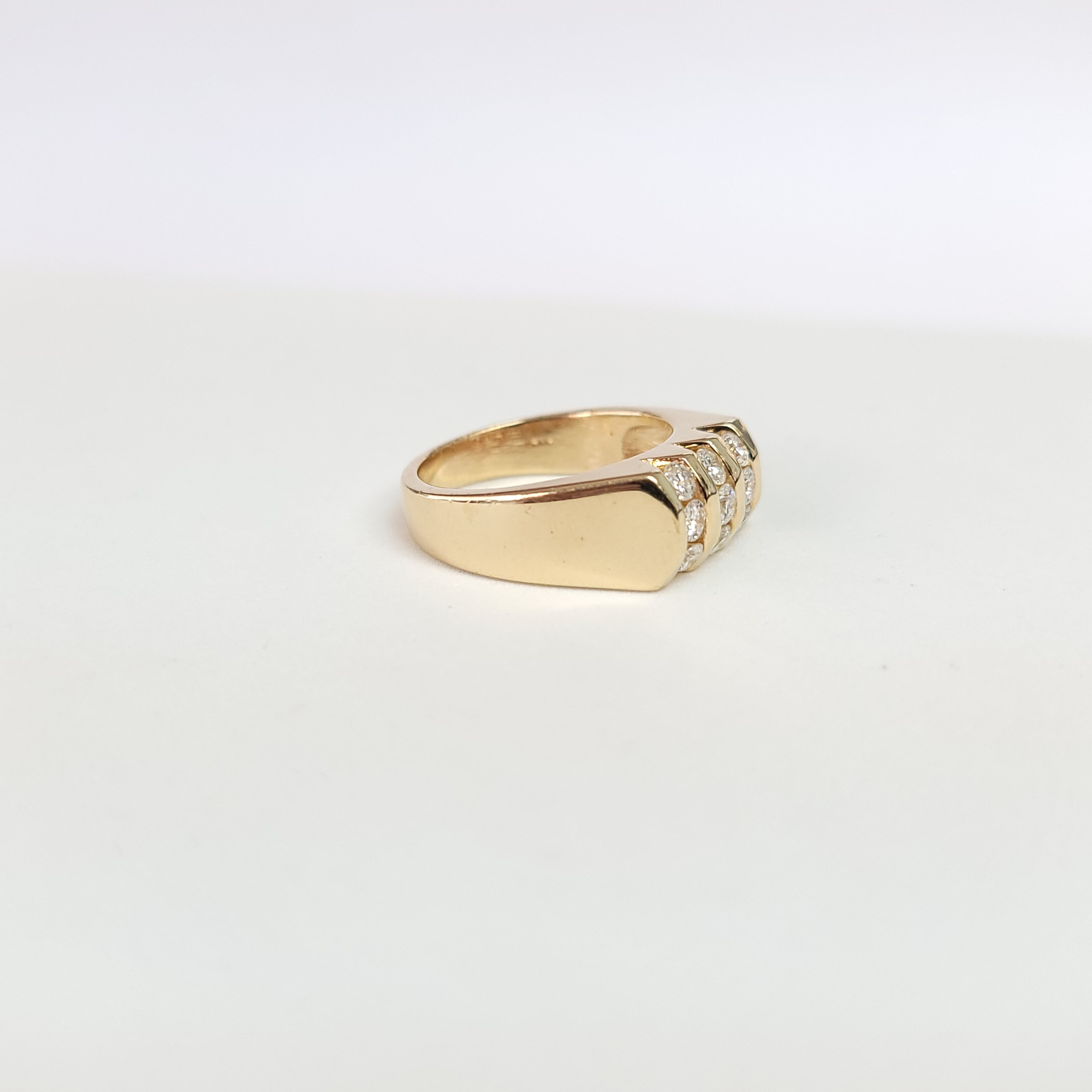 1.00cttw 14k Yellow Gold Curved Nine Stone Men's Diamond Ring for Wedding, Engagement & Anniversary Gifts - Luxury Jewelry for Him