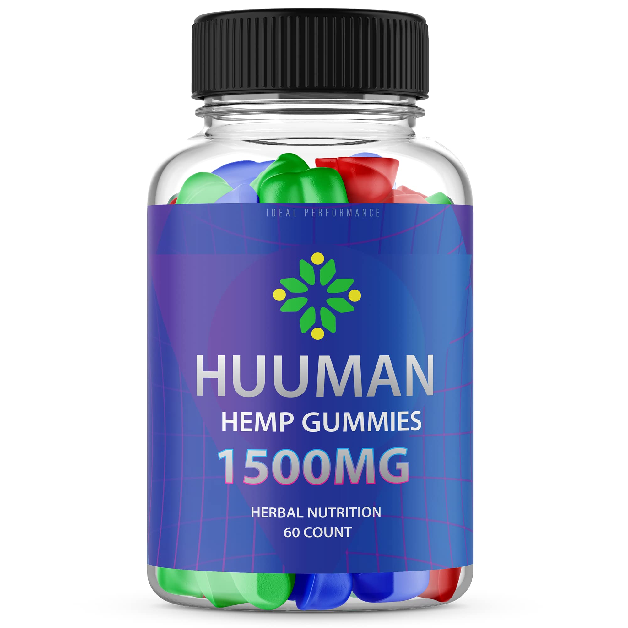 Huuman Gummies 1500mg CBD - 60 Count Fruit Flavored Gummies for Stress Relief & Sleep Support - Perfect for Daily Wellness Routine & Relaxation