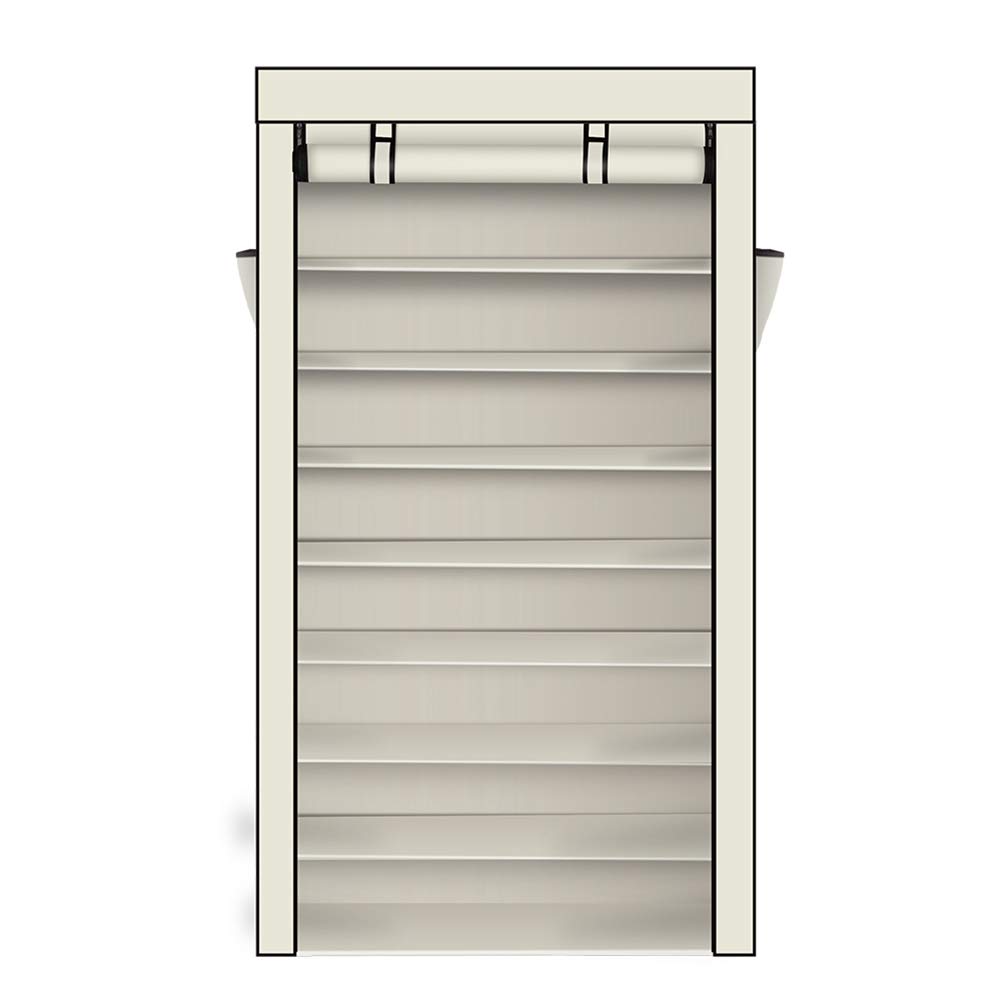 10-Tier Shoe Rack Organizer with Dustproof Cover - Space Saving Closet Shoe Storage Cabinet for Valentine's Day & Home Organization (Beige) | Perfect for Bedroom, Closet, Entryway & Small Spaces