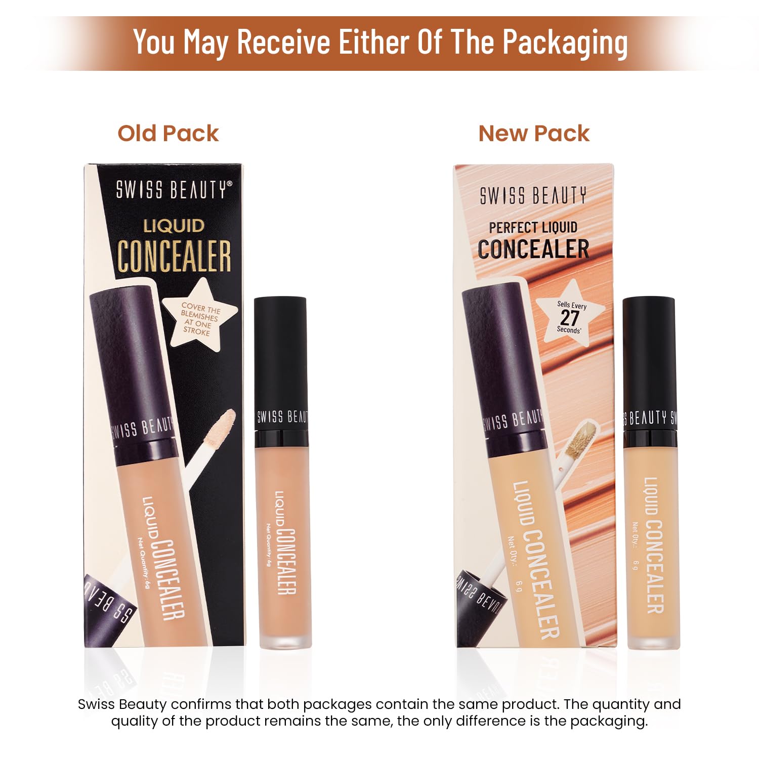Swiss Beauty Full Coverage Liquid Concealer - Lightweight, Blendable, Matte Finish | Shade Light-Moyen (6g) | Perfect for Dark Circles, Blemishes & Contouring | Everyday Makeup & Professional Use