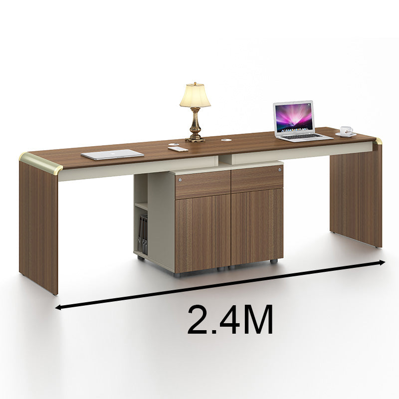 Anderson 2-Person Workstation Desk 2.4M (94.5 Inches) - Hazelnut & Beige Home Office Furniture for Small Spaces | Perfect for Remote Work, Study & Shared Workspaces