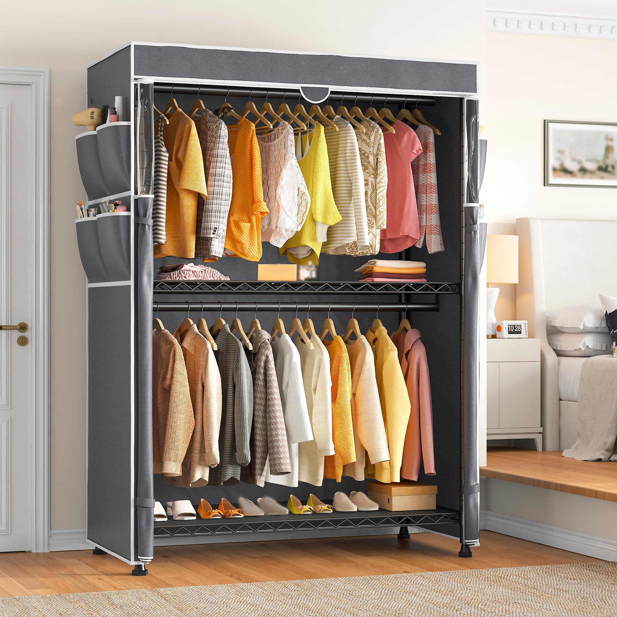 Raybee Heavy Duty Rolling Clothes Rack with Cover - 81