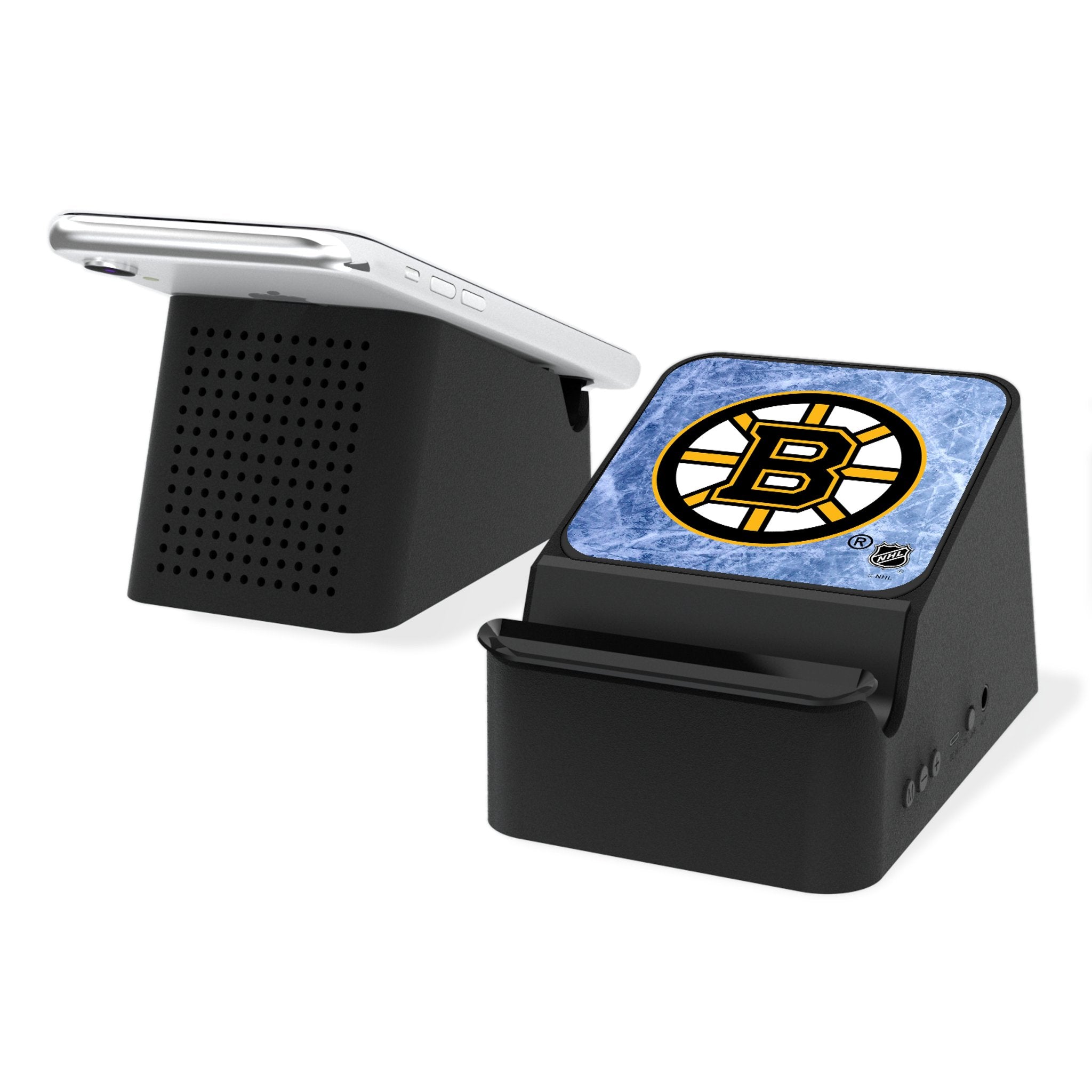 Boston Bruins Wireless Charging Station with Bluetooth Speaker - Fast Qi Charging for iPhone & Android - Perfect for Home, Office, and Game Day Decor