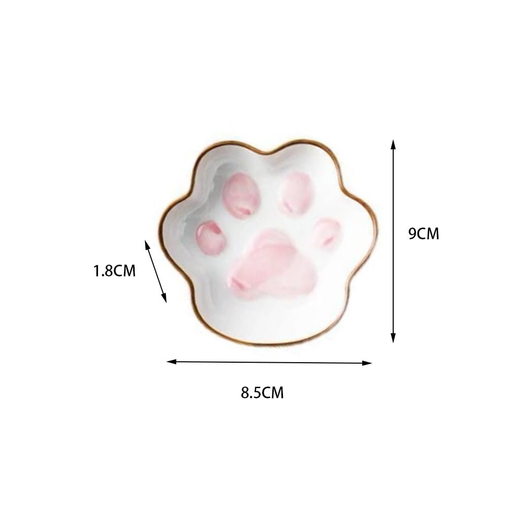 Leadigol Cat Paw Ceramic Dipping Sauce Dishes - Japanese Style Mini Cute Sushi Soy Sauce Bowl, Cartoon Dessert Plate for Sushi, Dumplings, and Appetizers