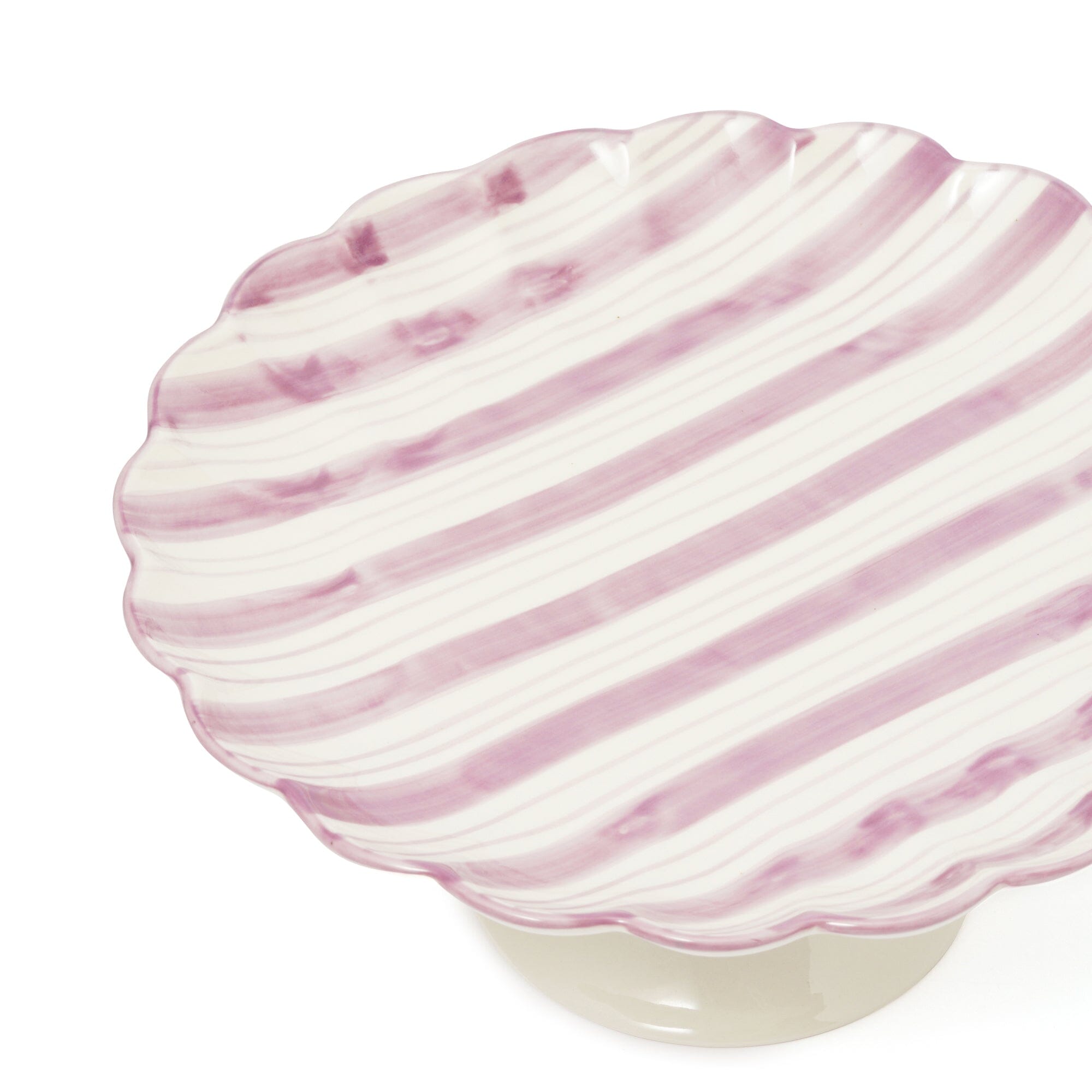 Hand Painted Purple Striped Cake Stand - Elegant Dessert Display for Weddings, Birthdays & Special Events