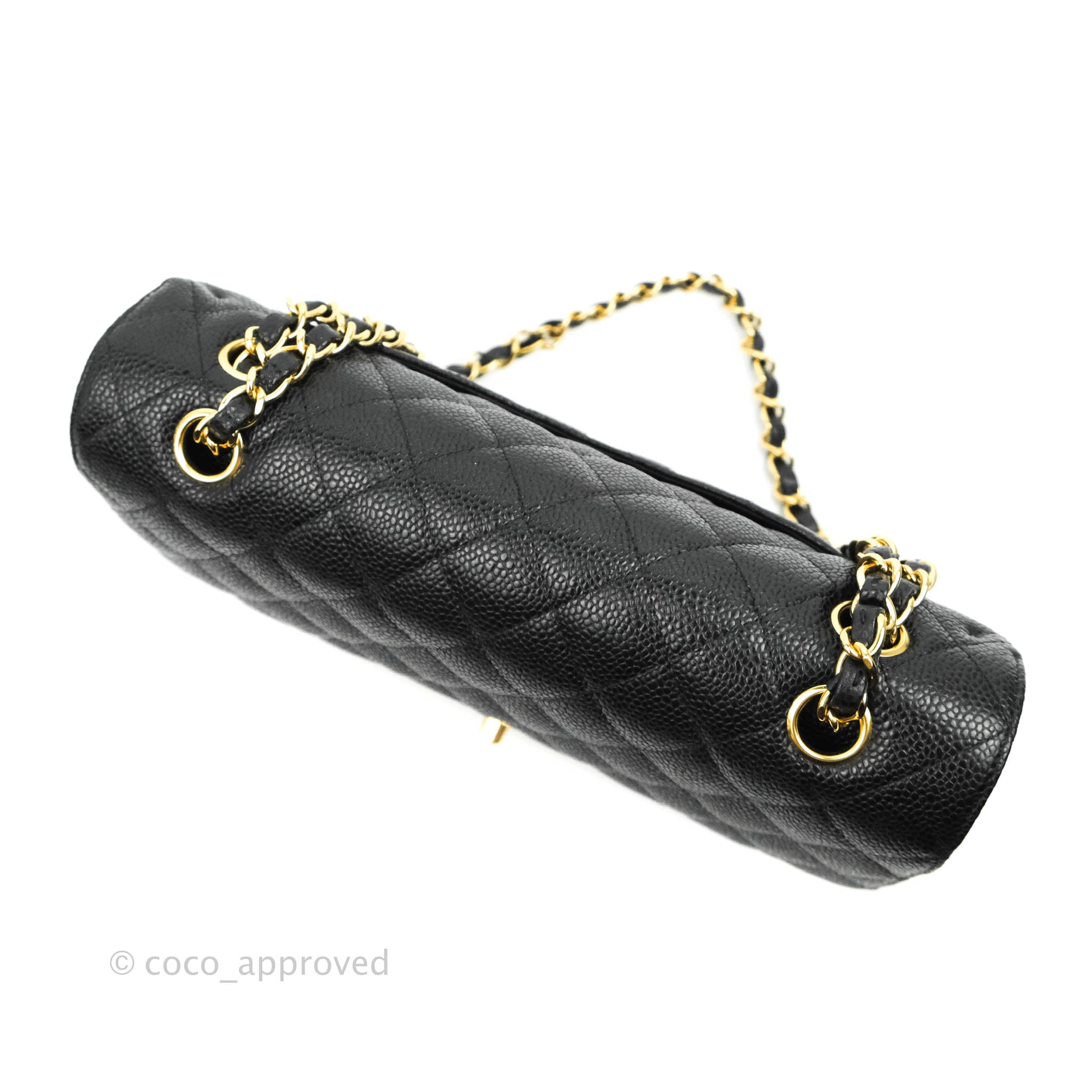 Chanel Classic M/L Medium Double Flap Bag in Black Caviar Leather with 24K Gold Hardware - Luxury Handbag for Women, Perfect for Evening Events & Special Occasions
