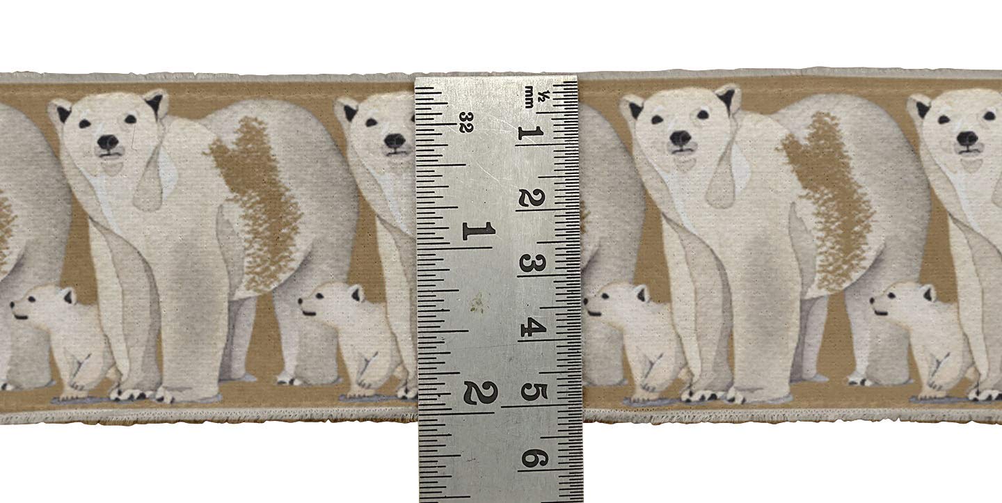 Brown Polar Bear Animal Print Velvet Ribbon Trim - 9 Yards, 2 Inches Wide for Crafts, Sewing & DIY Accessories | Perfect for Gift Wrapping, Scrapbooking & Home Decor
