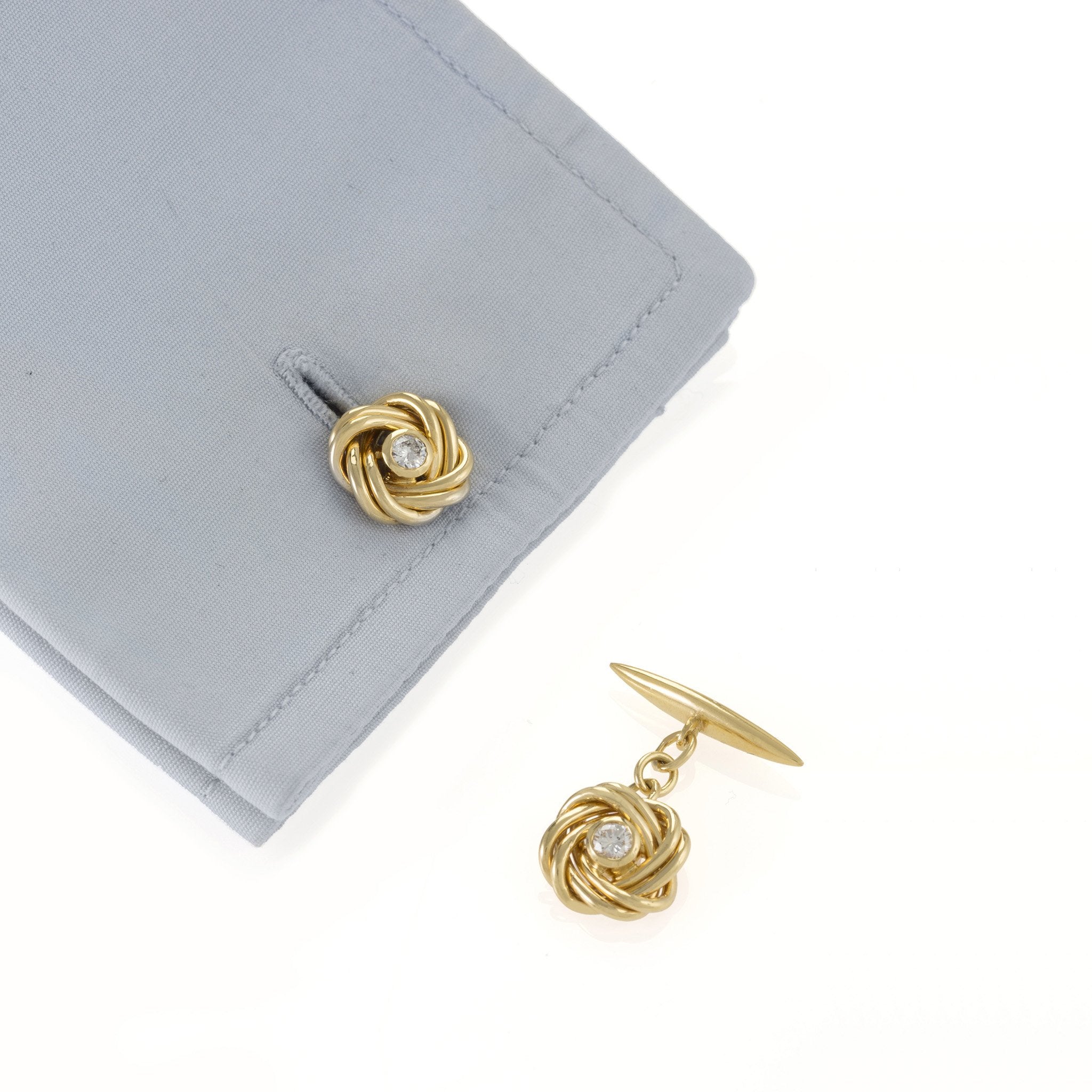 Elegant Gold and Diamond Sailor's Knot Cufflinks for Men - Perfect for Weddings, Formal Events & Gifts