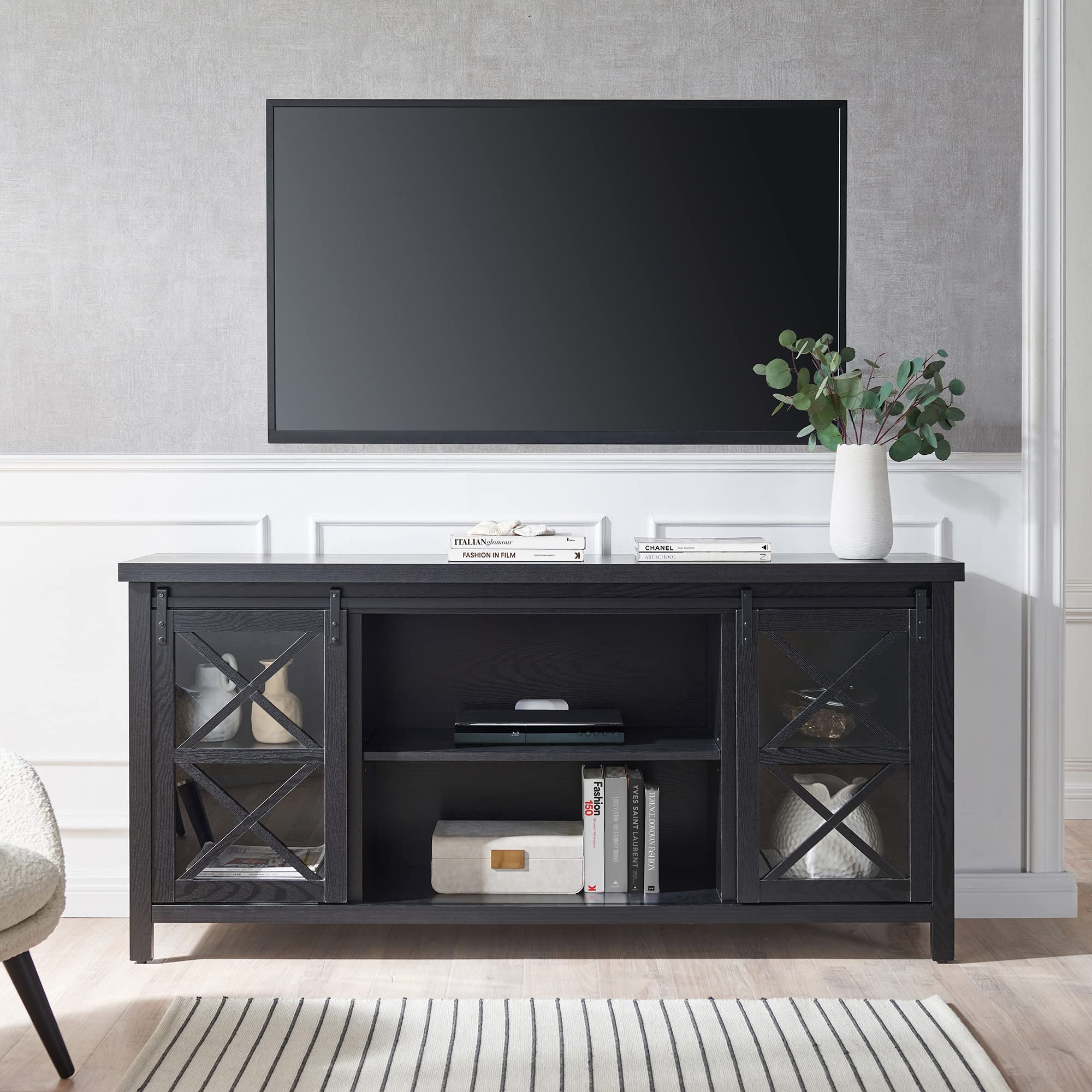 Black Grain Clementine Rectangular TV Stand for TVs up to 80