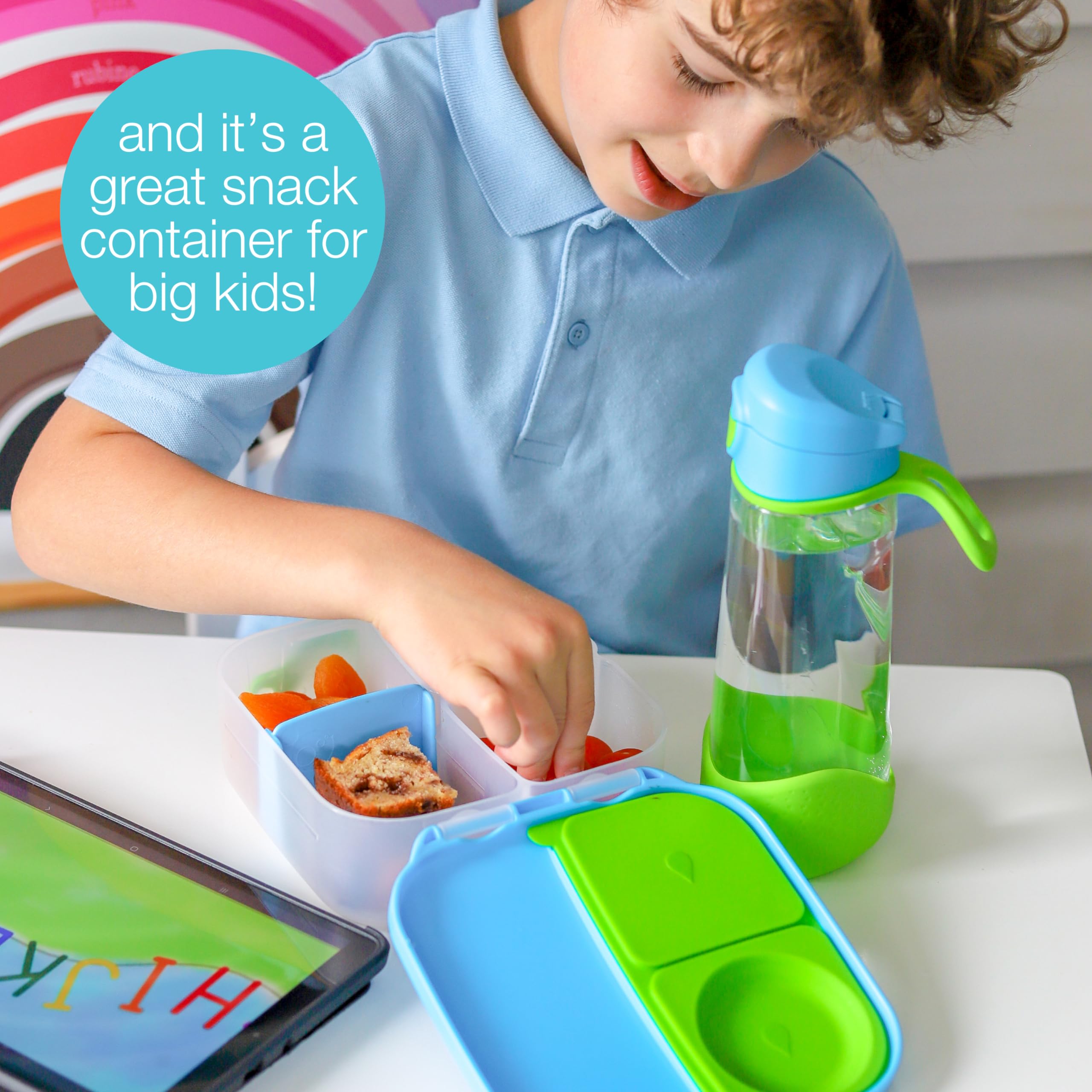 b.box Mini Kids Lunch Box - Lightweight Bento Box with 2 Leak-Proof Compartments | BPA-Free School Lunch Container for Ages 3+ | Perfect for School, Picnics & Travel (Strawberry Shake, 4.25 Cup Capacity)
