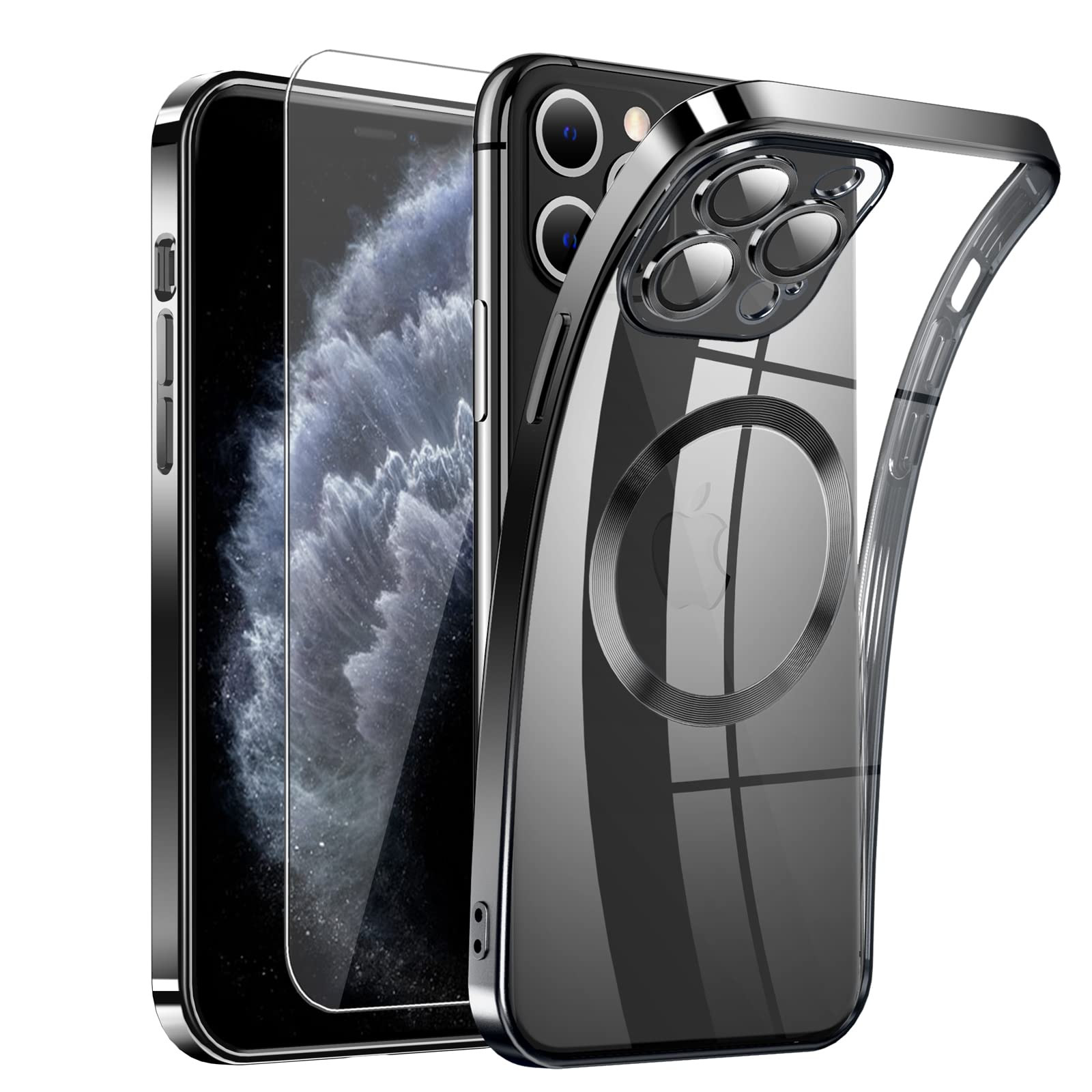 DOSNTO Magnetic Clear iPhone 11 Pro Max Case with MagSafe - Slim Thin Silicone Cover with Integrated Camera Cover Glass | Original iPhone Exterior Design | Anti-Yellowing & Anti-Fingerprint | Compatible with Wireless Charging | Perfect for Daily Use, Work & Travel Protection