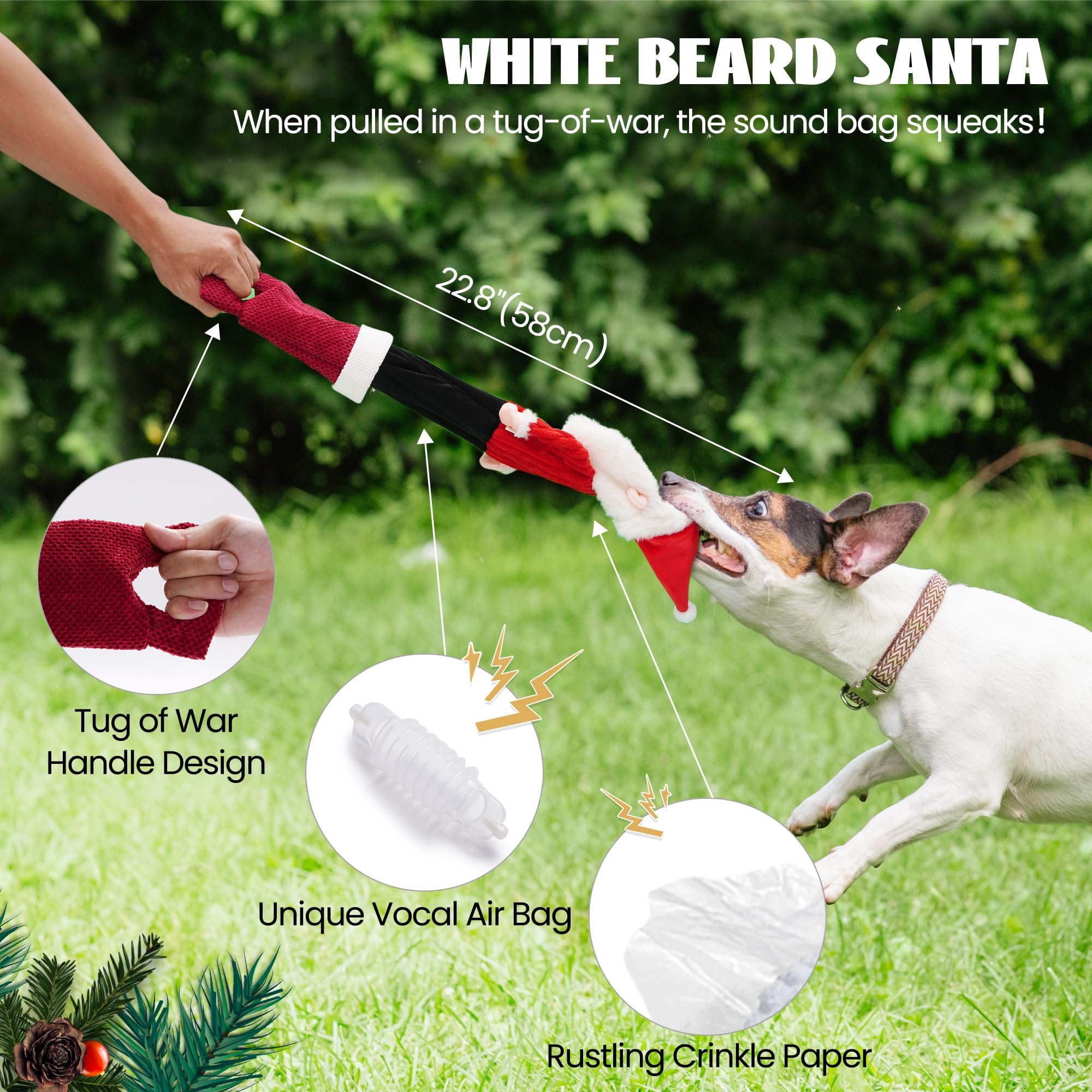 3 Pack Christmas Dog Toys - Interactive Crinkle Squeaky Plush Chew Toys for Puppy, Small, Medium & Large Dogs - Durable for Aggressive Chewers - Perfect for Holiday Playtime & Gift Giving