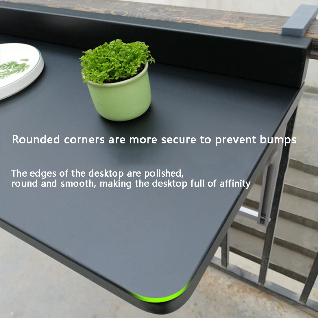 HHXX Foldable Outdoor Side Table - Adjustable Wall Mounted Balcony Railing Table for Patio, Garden, Deck - White (31.4x15.7 Inches) - Perfect for Small Spaces, Coffee Break, Reading Nook & Outdoor Dining