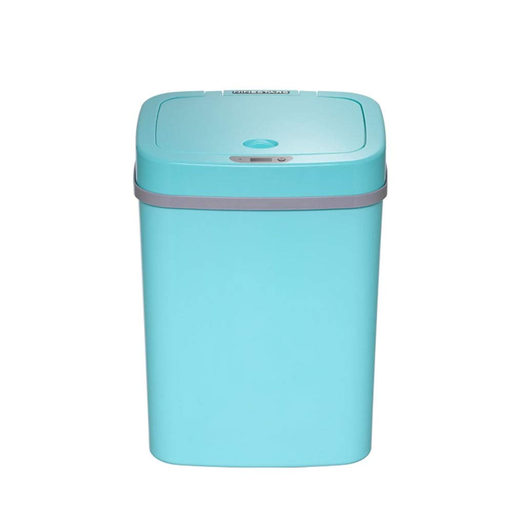 Blue 12L (3.2 Gallon) Plastic Trash Can with Lid - Recycling Bin for Bedroom, Office & Outdoor Use - Durable Waste Paper Basket for Home, Kitchen & Garden Waste Disposal
