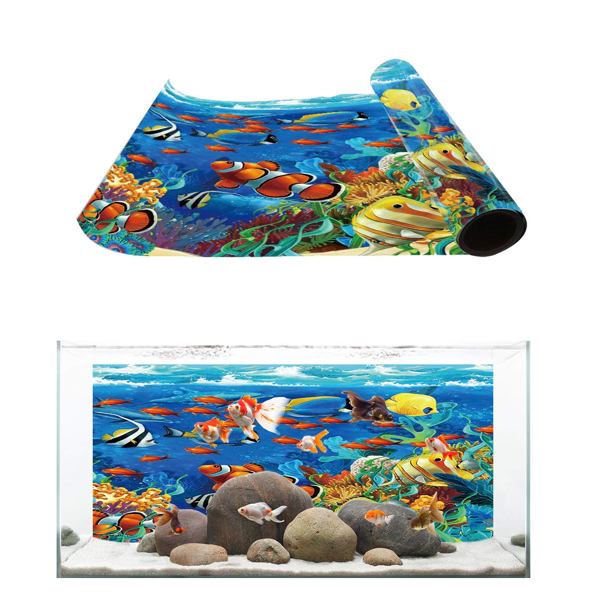 T&H Blue Ocean Tropical Fish Coral Aquarium Background - 48.8