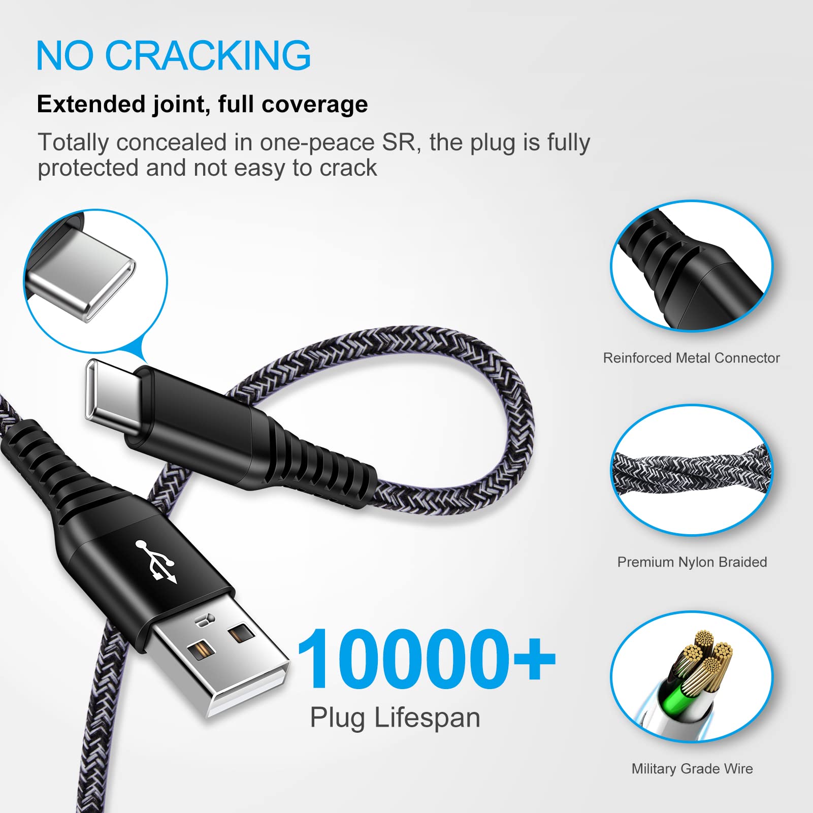 Fast Charging USB-C Cable for Samsung Galaxy S25/S24/S23/S22/S21/S20/S10/S9/S8 & Note Series | 3A Quick Charge Compatible with Z Flip 6/5/4 & A-Series Phones | Perfect for Home, Office & Travel Use