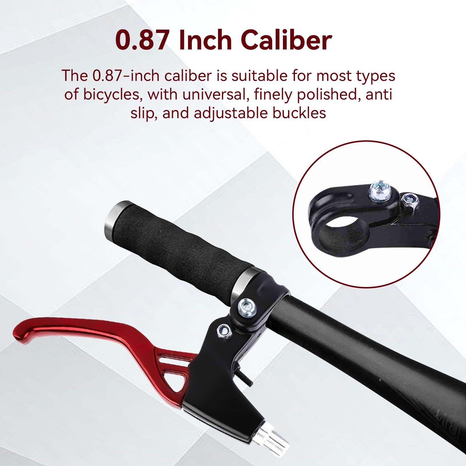 Universal Aluminum Alloy Bike Brake Levers - 1 Pair V-Brake Handles for Mountain, Road, BMX Bikes (2.2cm Diameter, Red) | Durable Braking System for Commuting, Trail Riding & Urban Cycling
