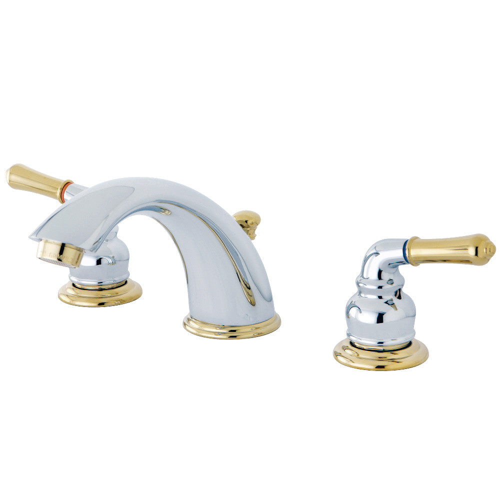 Kingston Brass GKB963 Widespread Bathroom Faucet - Modern 8-Inch Centerset Bathroom Sink Faucet with High Arc Spout for Vanity, Powder Room & Guest Bathroom
