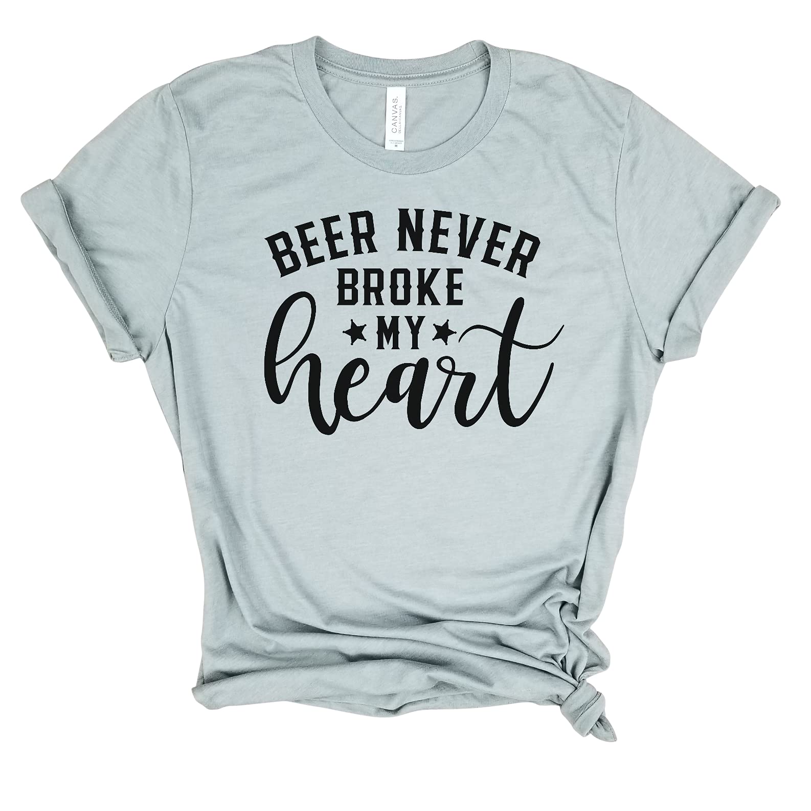 Beer Never Broke My Heart Country Shirt | Funny Beer Lover & Southern Style T-Shirt for Women | Perfect for Valentine's Day, Girls Night Out & Country Concerts
