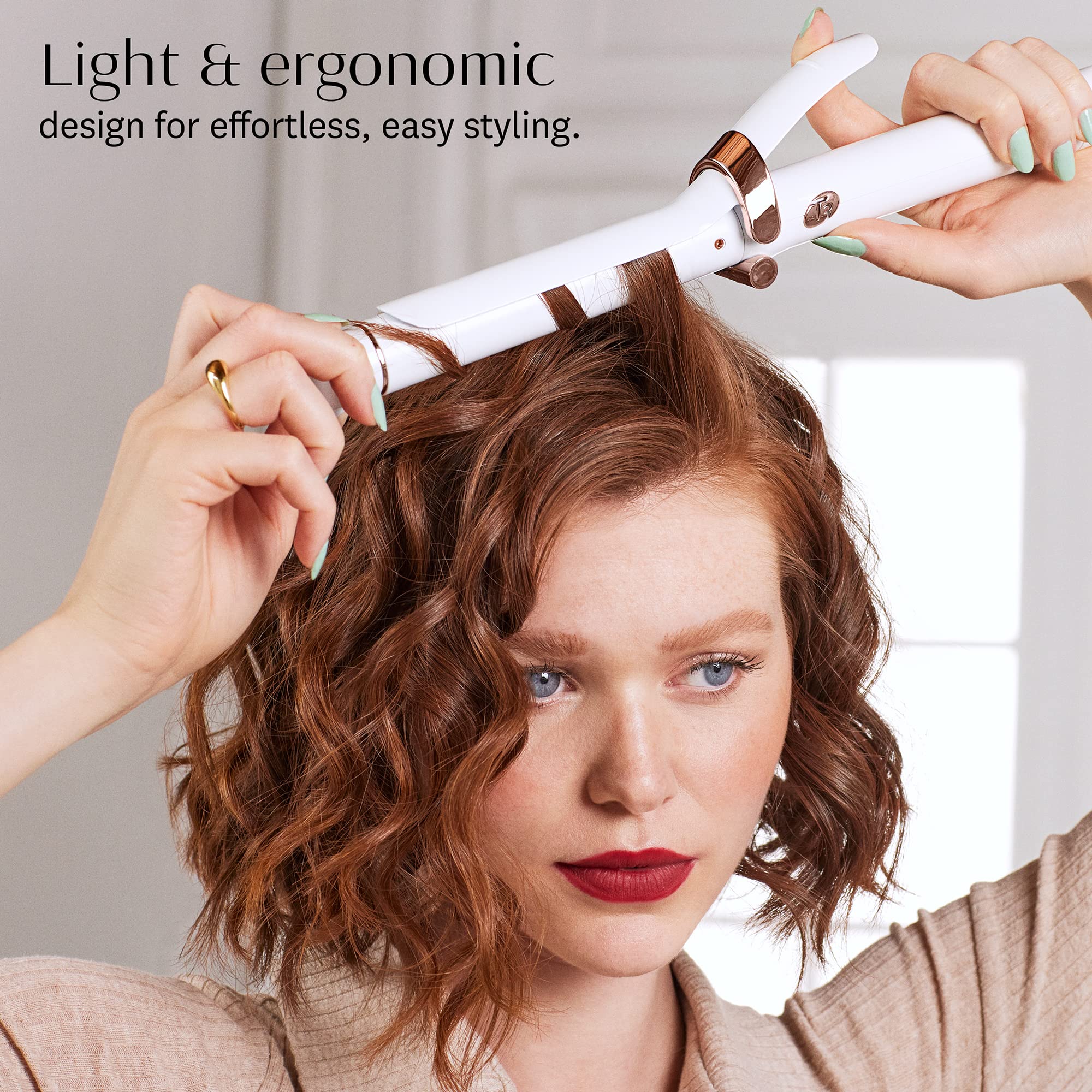 T3 SinglePass Curl Professional Ceramic Curling Iron - Adjustable Temperature Long Barrel Hair Wand for Shiny Smooth Curls & Waves - Perfect for Salon Styling, Home Use & Special Occasions