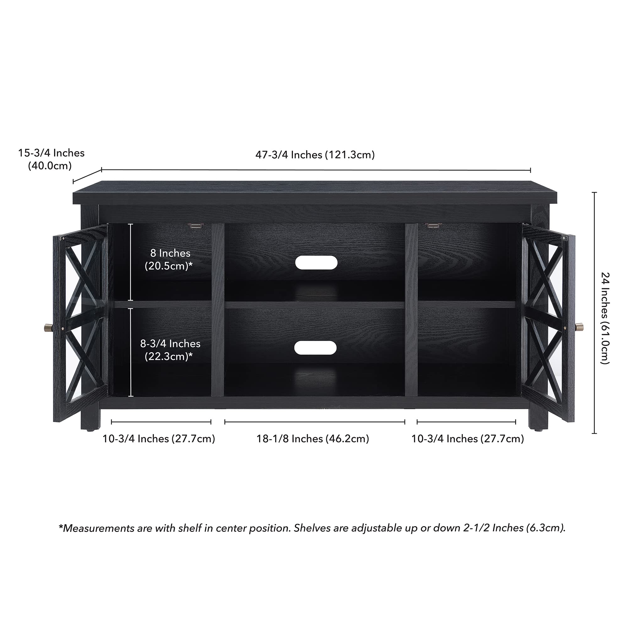 Henn&Hart 55 Inch TV Stand with Storage, Black Entertainment Center for Living Room - Perfect for Flat Screen TVs, Gaming Consoles & Home Theater Setup