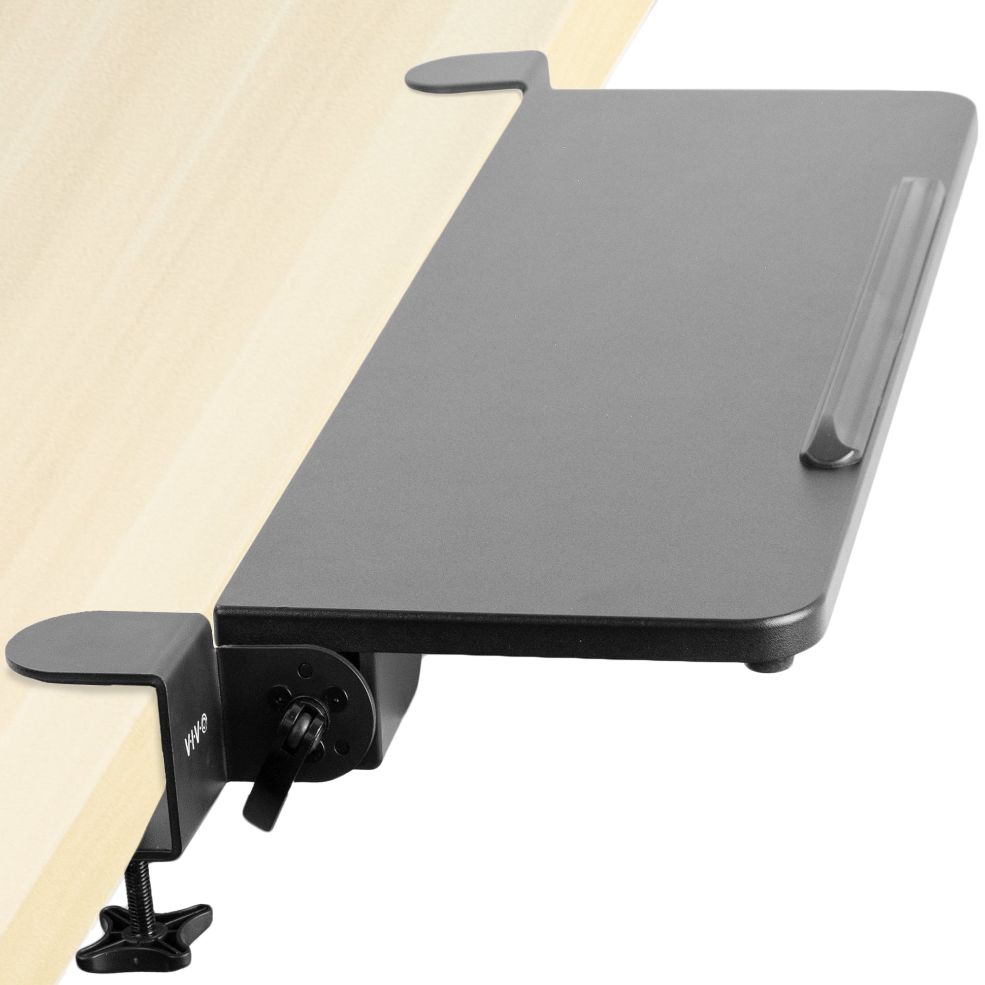 Ergonomic Clamp-On Tilting Keyboard Tray - Adjustable Under Desk Mount for Computer Workstations - Perfect for Office, Gaming & Home Workspace Setup