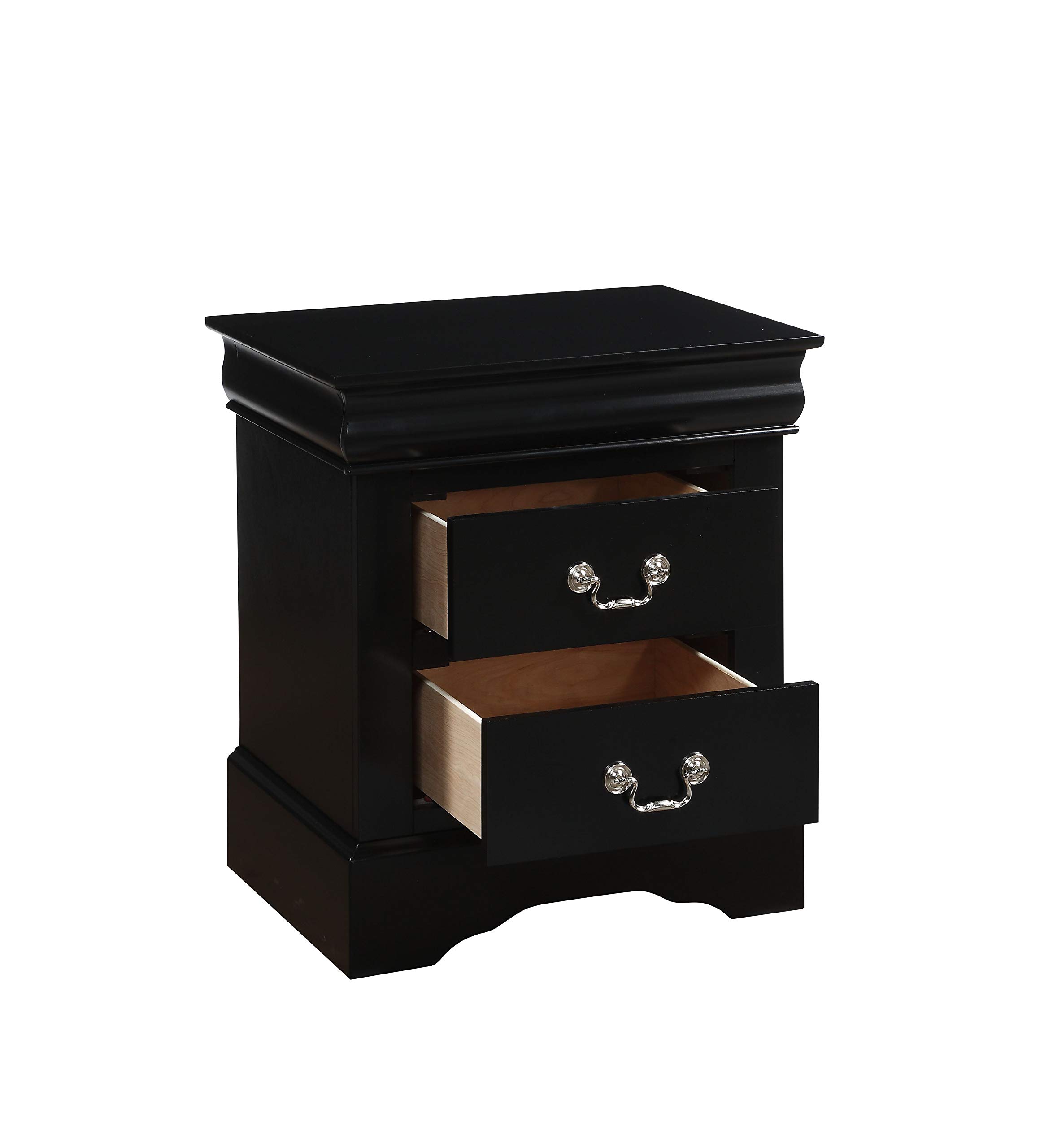 2-Drawer Nightstand with Storage - Modern End Table & Bedside Accent Furniture for Bedroom & Living Room - Easy Assembly Black Wooden Side Table (Perfect for Small Spaces, Apartment Essentials & Home Decor)