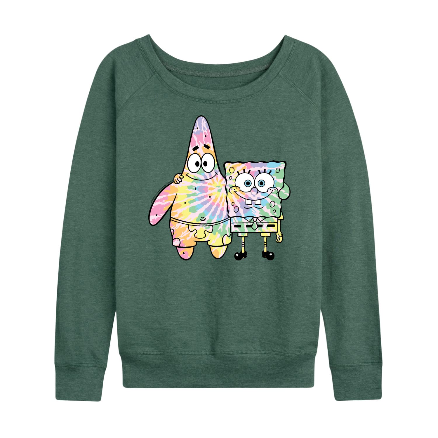 SpongeBob and Patrick Tie Dye Women's Lightweight French Terry Pullover Hoodie | Soft Casual Sweatshirt for Women | Perfect for Lounge Wear, Street Fashion & Cartoon Fan Gifts