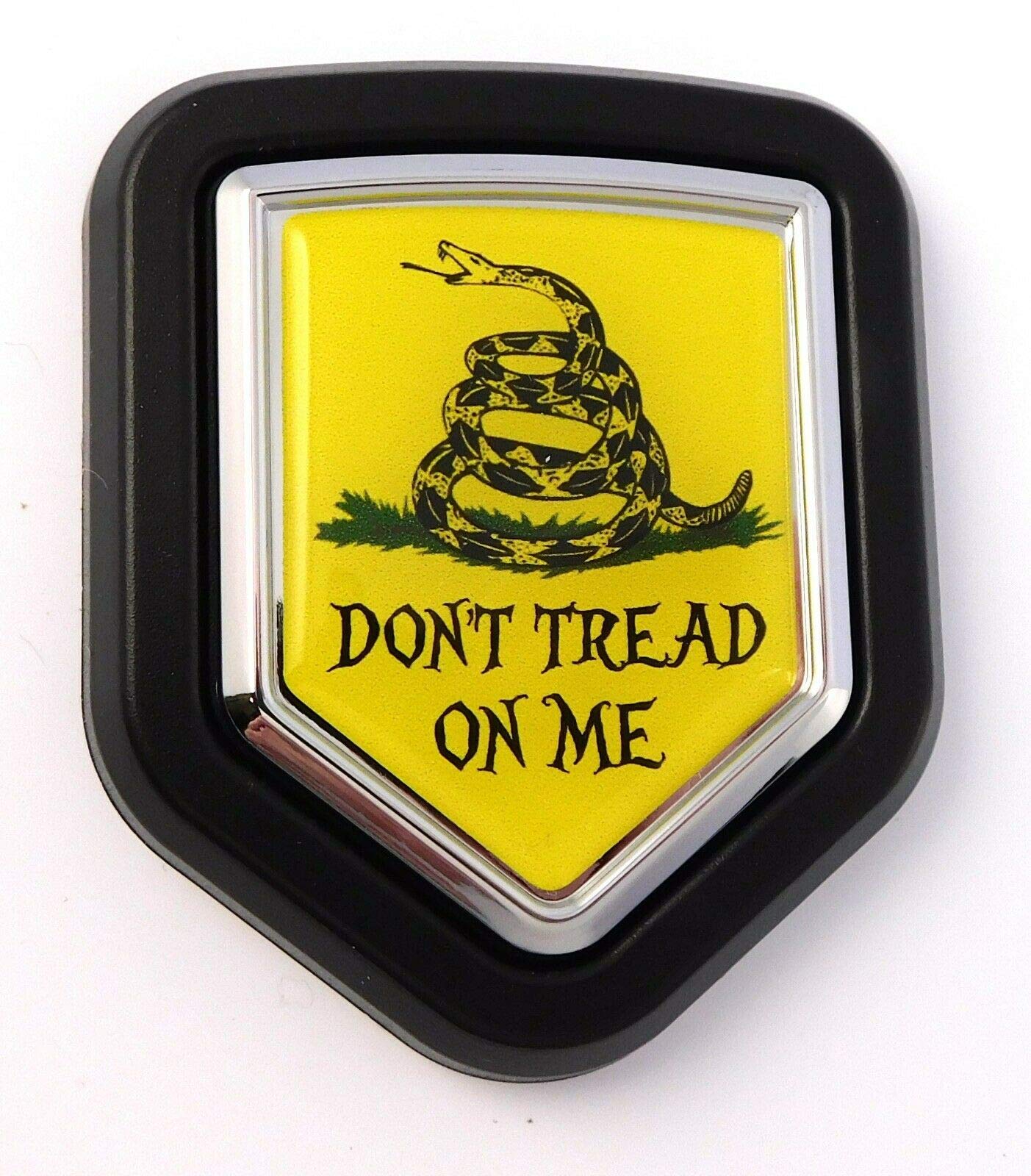 Don't Tread on Me Flag Chrome Emblem 2.6x3.1