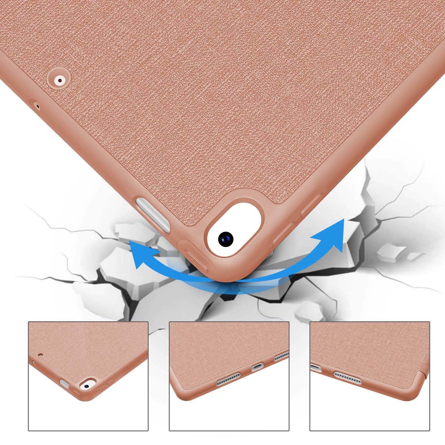 Premium Smart Case for iPad Air 3 (2019) & iPad Pro 10.5 (2017) with Pencil Holder - Ultra Slim Soft TPU Back Cover, Auto Sleep/Wake, Strong Protection - Rose Gold | Perfect for Work, Travel & Everyday Use