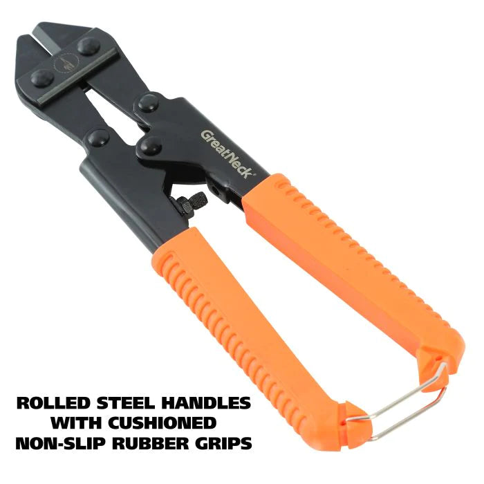 GreatNeck BC8 8-Inch Mini Bolt Cutters - Heavy Duty Steel Wire & Padlock Cutter for DIY, Home Repair, and Emergency Use