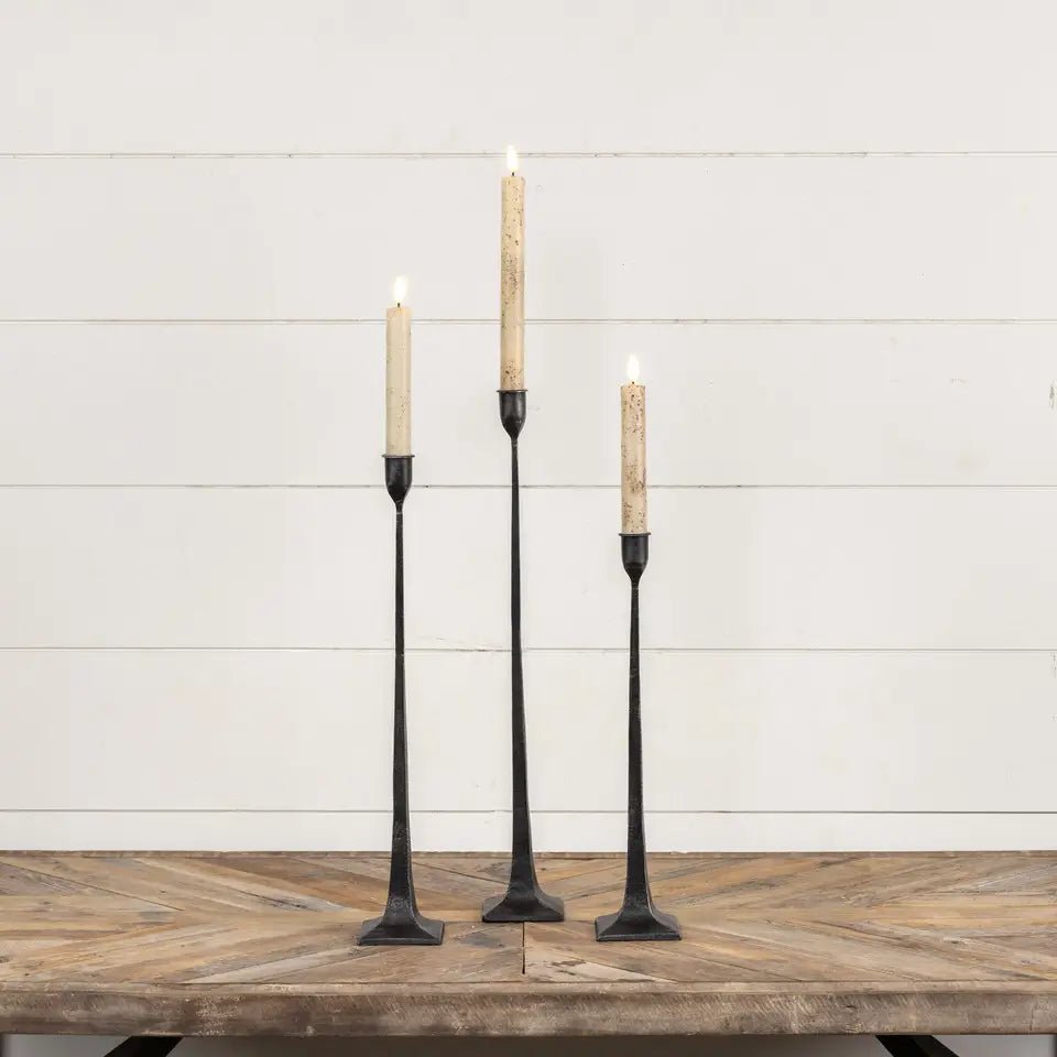 Forged Black Taper Candlesticks Set of 2 - Elegant Iron Candle Holders for Dining Table Centerpiece, Wedding Decor, and Romantic Home Ambiance