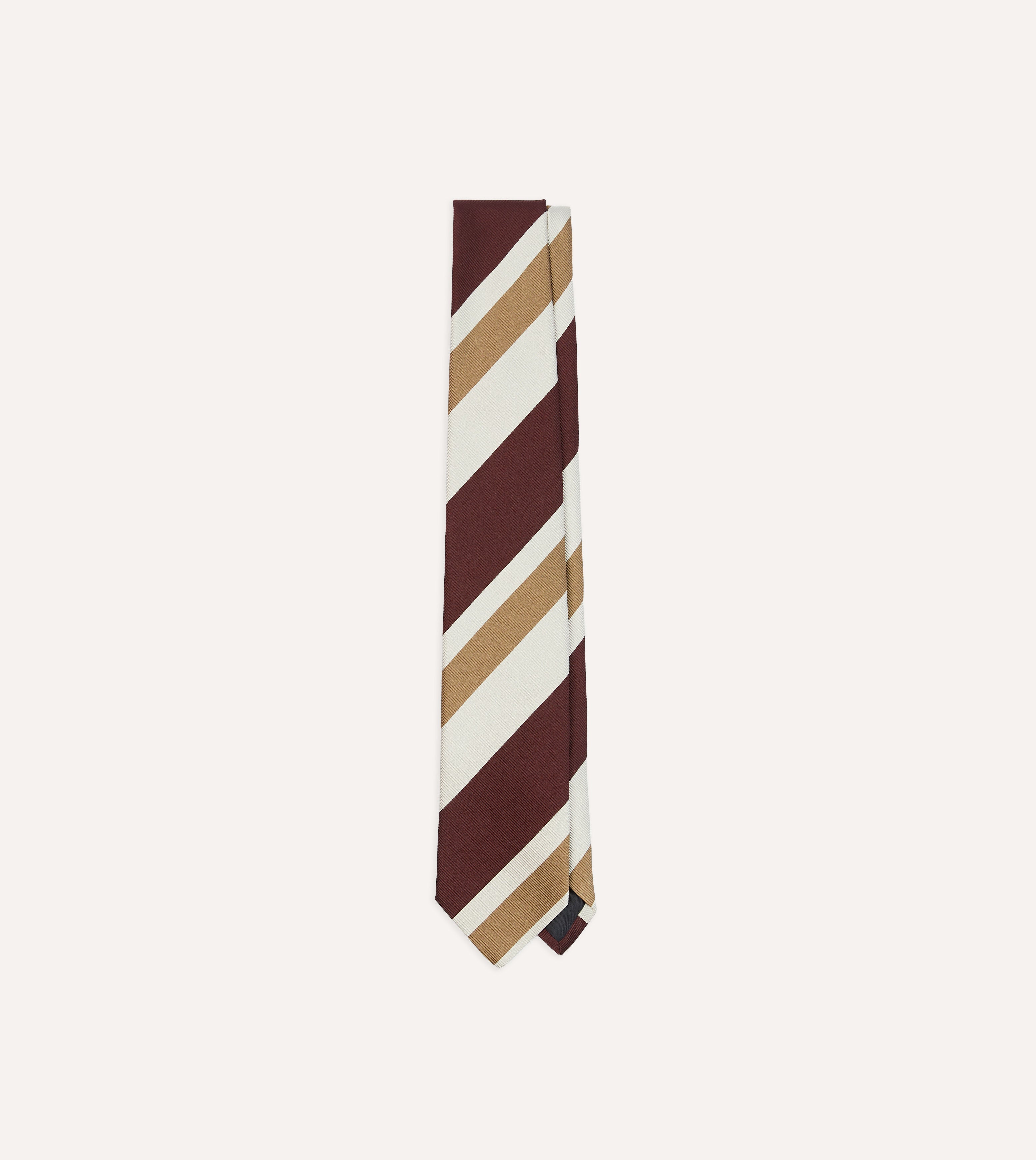Elegant Red and Cream Broad Stripe Silk Tipped Necktie for Men | Premium Business & Formal Wear | Perfect for Weddings, Office & Special Occasions