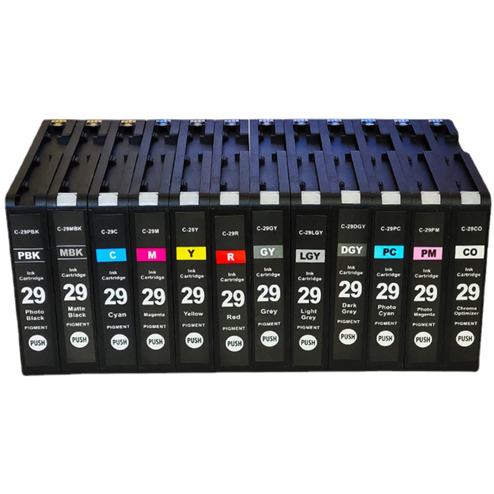 HKFJ Compatible Ink Cartridges for Canon PIXMA PRO-1 Printers - 12-Pack (PBK/MBK/C/M/Y/R/GY/LGY/DGY/PC/PM/CO) | High-Quality PGI-29 Replacement Ink | Perfect for Photo Printing, Art Projects & Office Documents