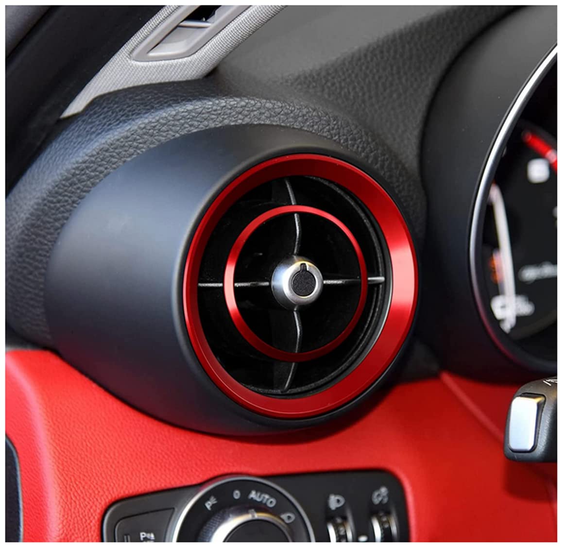 Alfa Romeo Giulia Stelvio Interior Accessories 2015-2023 - Red AC Vent Rings 4pc Set for Car Upgrade