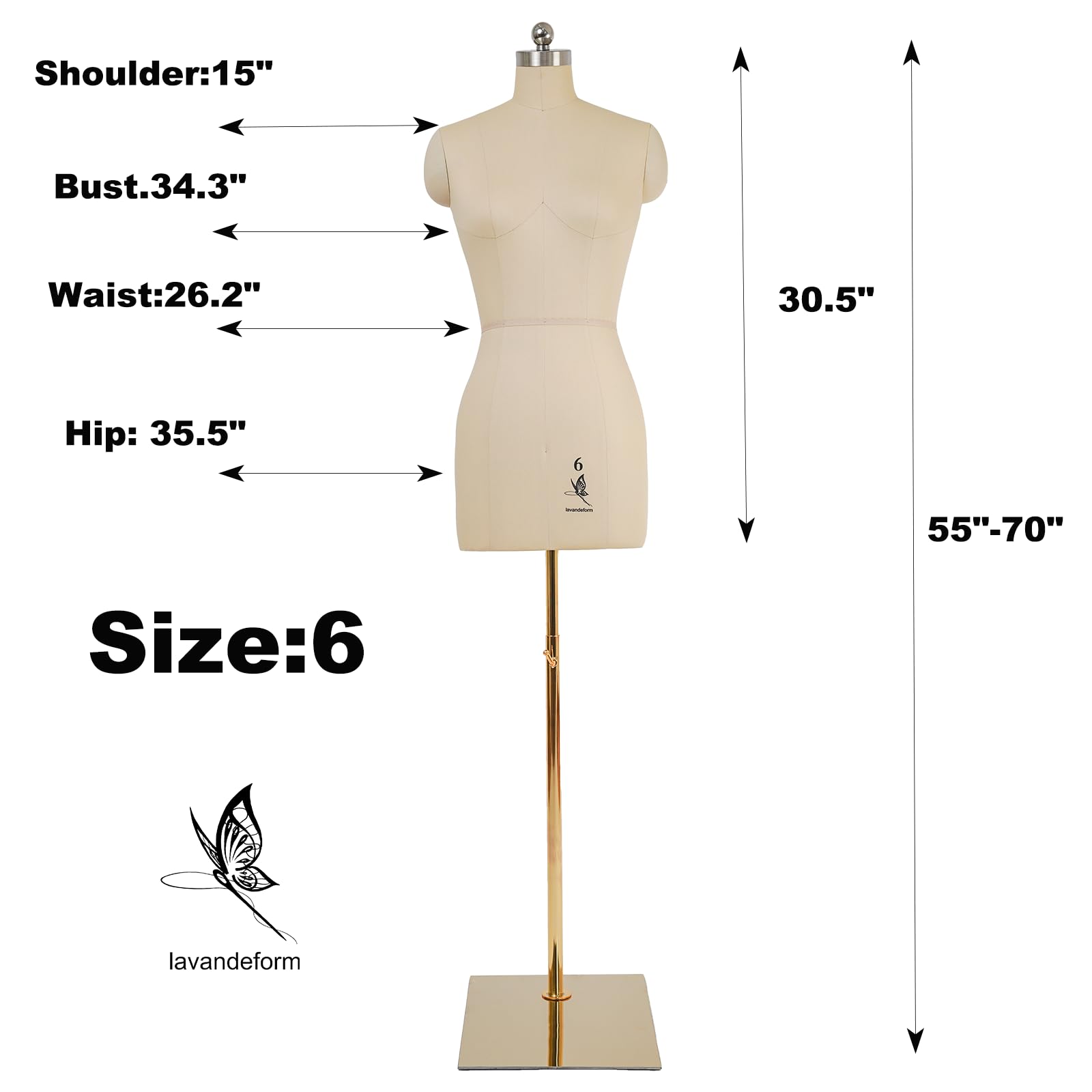 Adjustable Female Dress Form Mannequin with Stand - 6