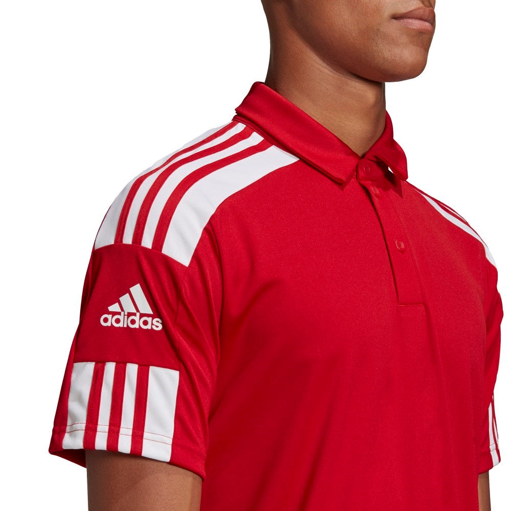 Adidas Men's Squadra 21 Performance Polo Shirt - Moisture Wicking, Breathable Golf & Casual Wear (Red/White) - Perfect for Golf, Tennis & Everyday Activities