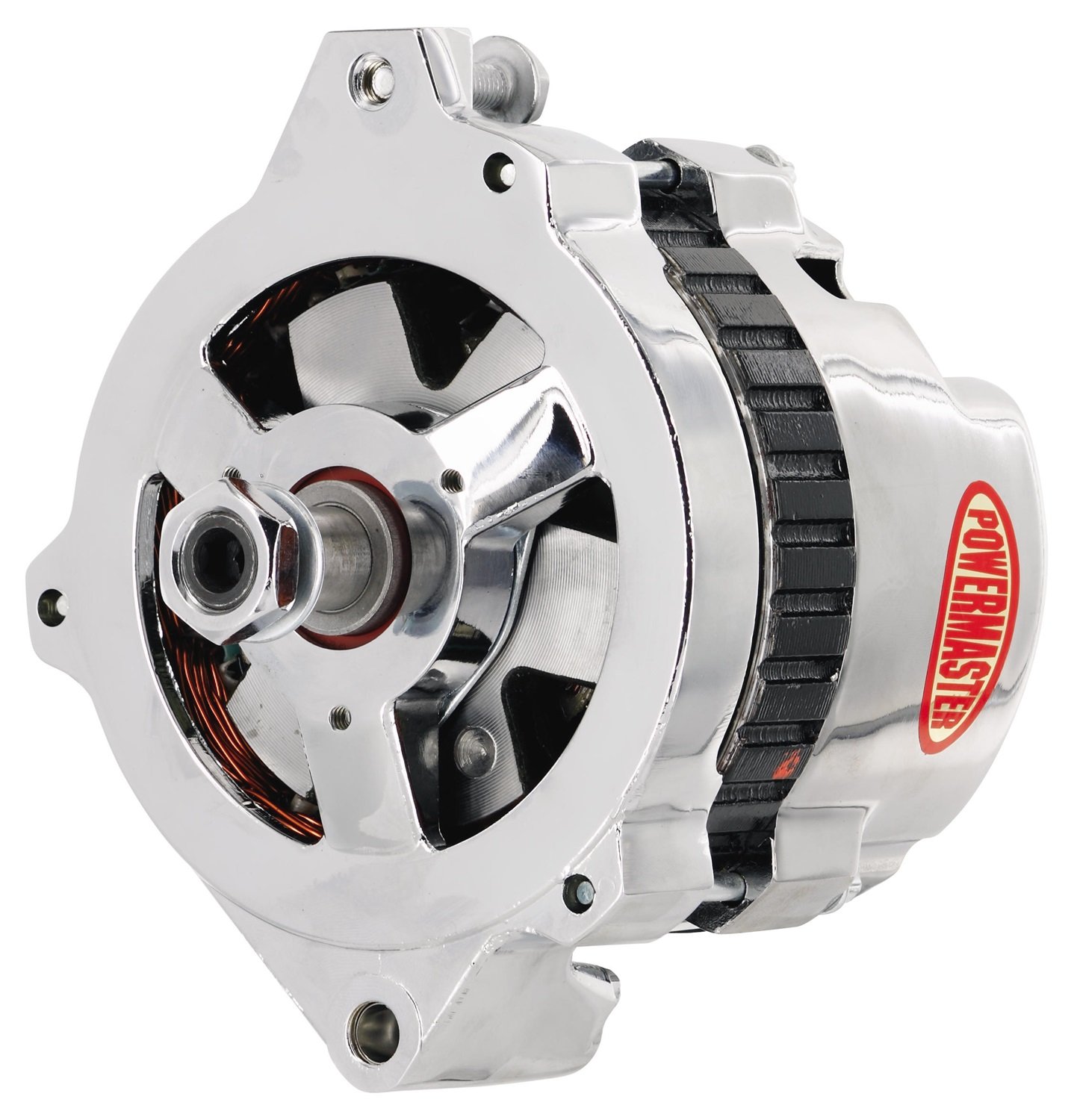 CS130 155A Chrome Alternator with Side BAT Post, No Fan & Pulley, 1-Wire or OE Hookup - Compatible with GM, Chevy, Ford, Dodge - Perfect for Automotive Repair & Performance Upgrades