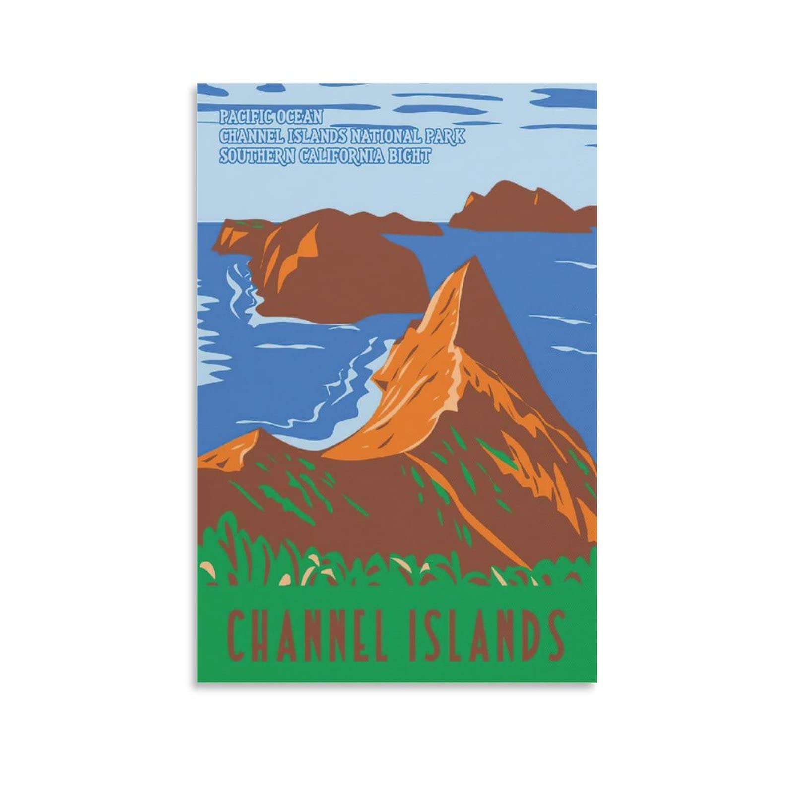 Channel Islands National Park California Vintage Travel Poster - Ocean & Sea Water Canvas Wall Art Print (12x18 inch, 30x45cm) - Coastal Decor for Living Room, Bedroom, Office & Beach House