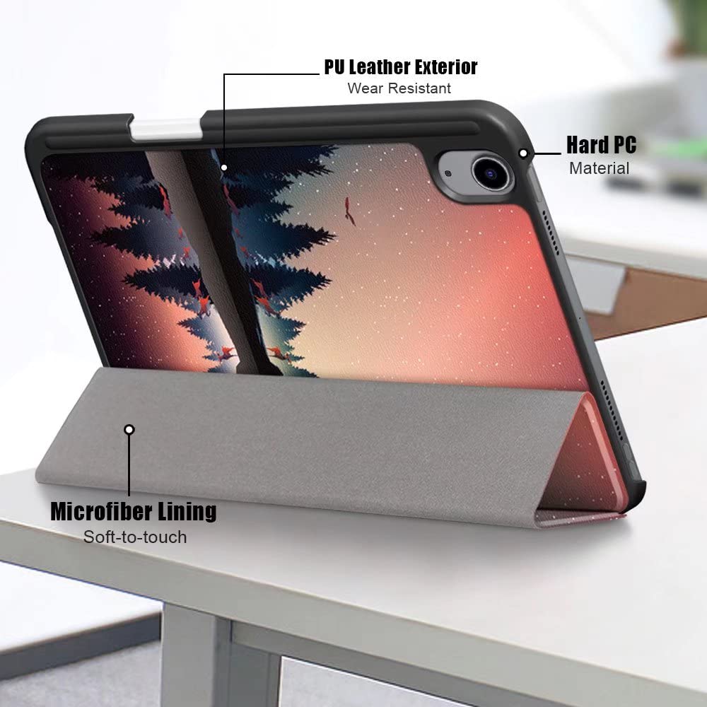 Premium Lightweight Tri-Fold Case for Apple iPad Mini 6 (2021 8.3-inch) - Auto Wake/Sleep, Pencil Holder & Adjustable Stand | Perfect for Work, Study & Travel (Forest Dusk)