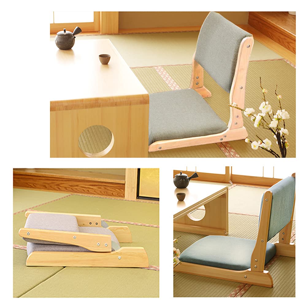 Foldable Tatami Meditation Floor Chair - Portable Japanese Legless Accent Furniture with Cushion for Living Room, Bay Window, Reading & Relaxation | Perfect for Zen Decor, Yoga, and Small Space Living