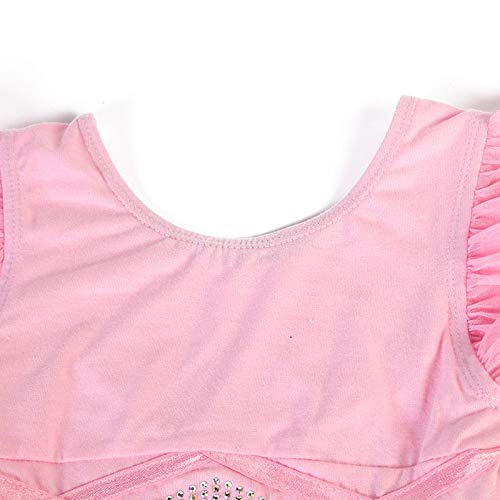 Sparkling Pink Rhinestone Chiffon Skirted Leotard for Dance, Gymnastics & Performance - Elegant Ballet & Cheerleading Costume