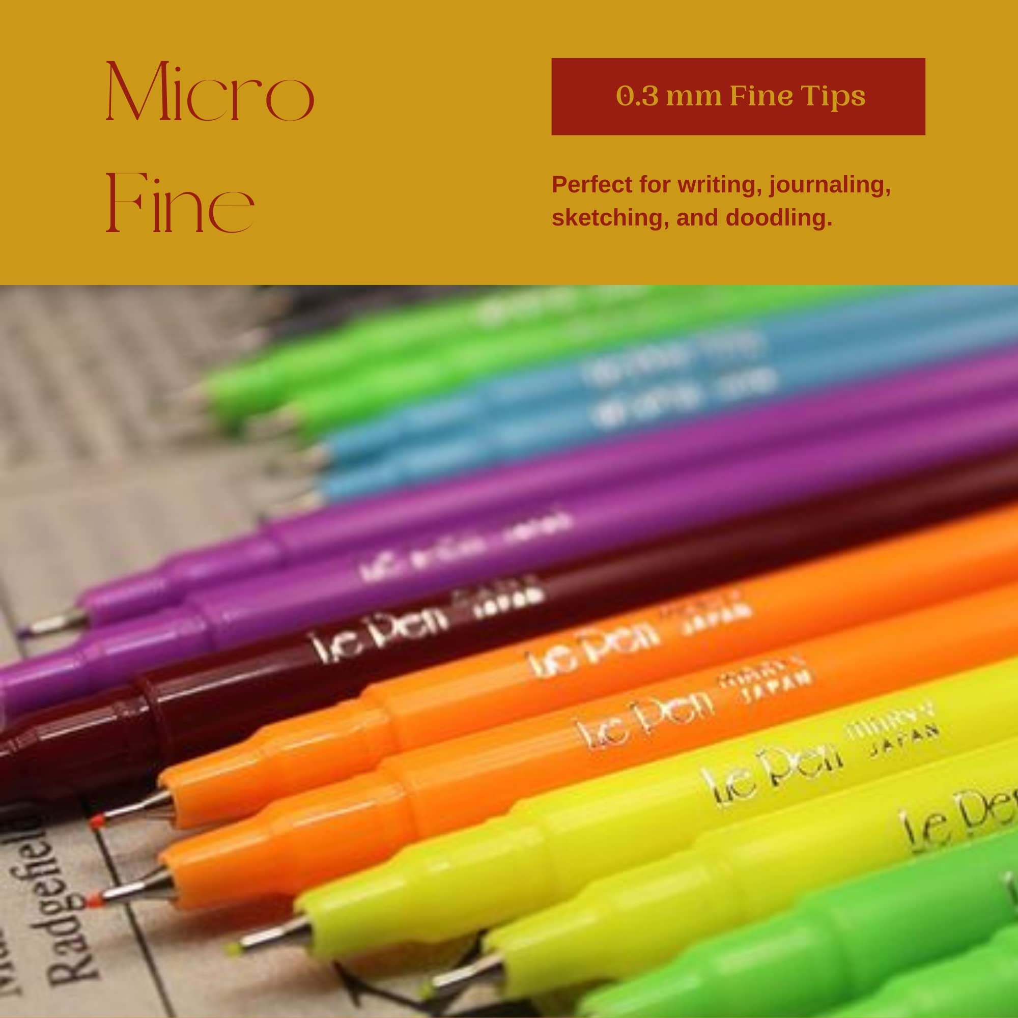 Uchida Le Pens 36-Color Multicolor Fine Line Pen Set - 0.3mm Smudge-Proof Journaling Pens for Writing, Drawing & Art - Perfect for Bullet Journals, Scrapbooking, Note Taking & Creative Projects