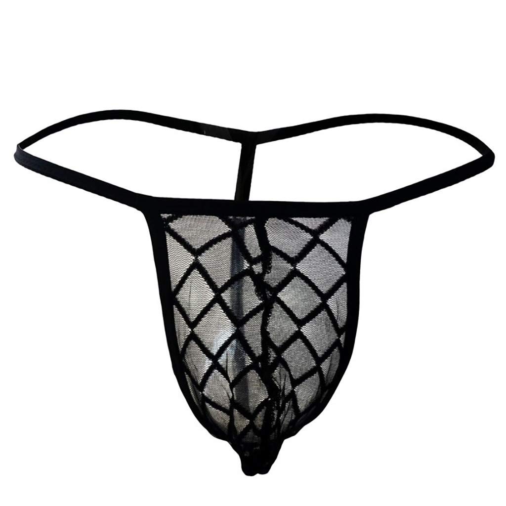 Sexy Mesh G-String Thong Underwear for Men & Women - Breathable Cotton Lace Lingerie Briefs (Black, Large) - Perfect for Sensual Wear, Intimate Moments & Special Occasions