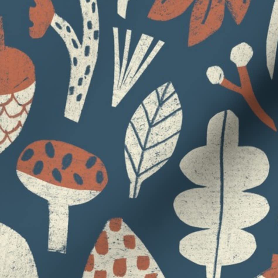 Twigs Mushrooms and Berries Printed Minky Fabric Fat Quarter - Soft Plush Fabric for Sewing Baby Blankets, Quilt Backing & DIY Projects - Perfect for Nursery Decor, Baby Gifts & Cozy Home Crafts