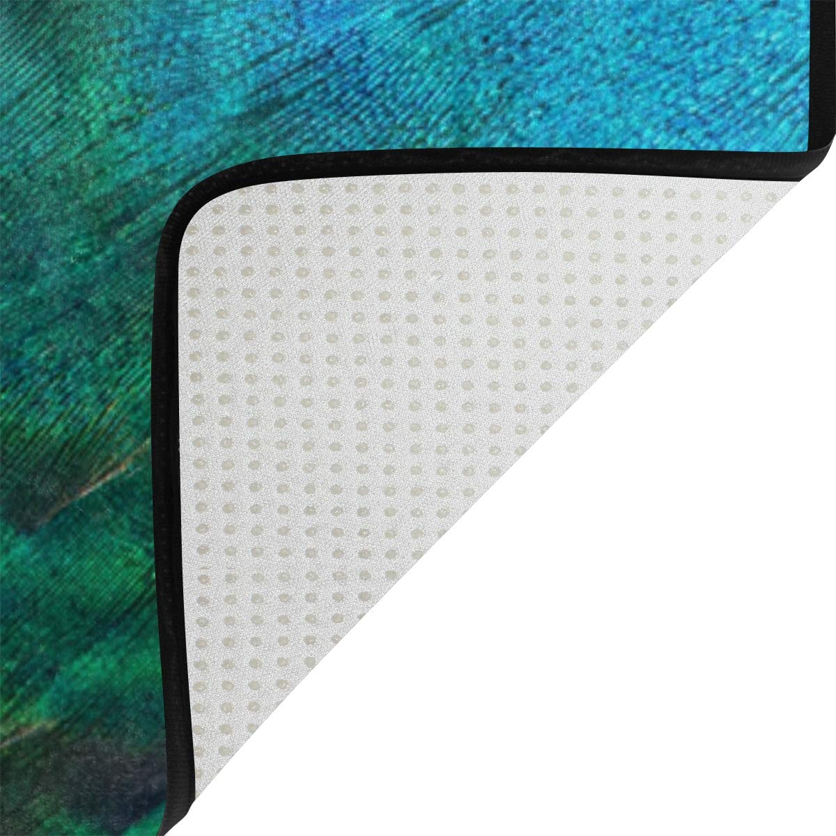 ALAZA 7' x 5' Abstract Peacock Feather Oil Painting Area Rug - Non-Slip Living Room Bedroom Rug for Home Decor, Boho Chic Style | Perfect for Bohemian Decor, Dorm Room, Office & Nursery