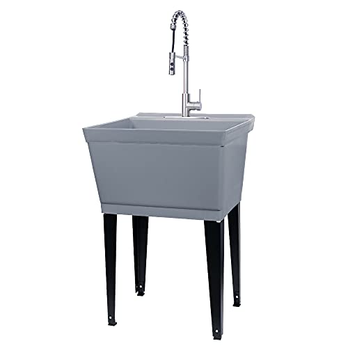 Grey Tub, Stainless Steel Faucet
