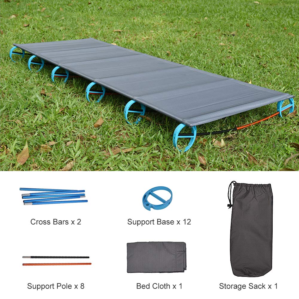 Lixada Ultralight Folding Camping Cot - Portable Aluminum Alloy Travel Bed for Outdoor Adventures, Hiking, Backpacking & Mountaineering - Compact Tent Cot for Camping Trips & Emergency Preparedness