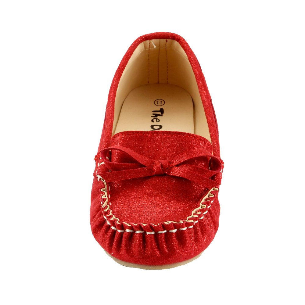 **The Doll Maker Girls' Toddler & Little Kid Glitter Moccasins – Sparkly & Comfortable Shoes for Playdates, Parties & Everyday Wear**